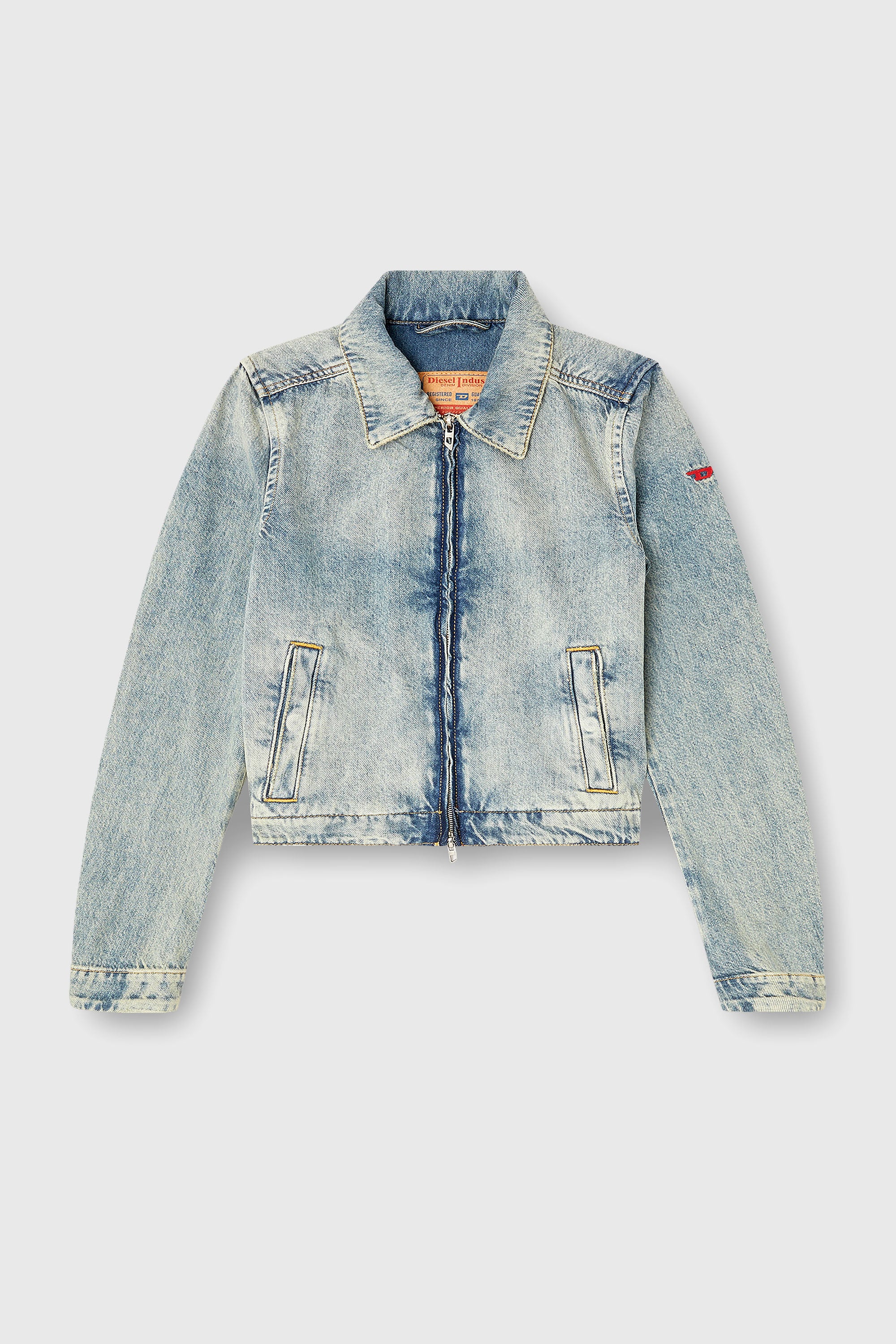 Diesel - DE-CORB, Damen Jacke aus-Denim mit flie&szlig;ender Struktur im Schmutz-Effekt in Hellblau - 2