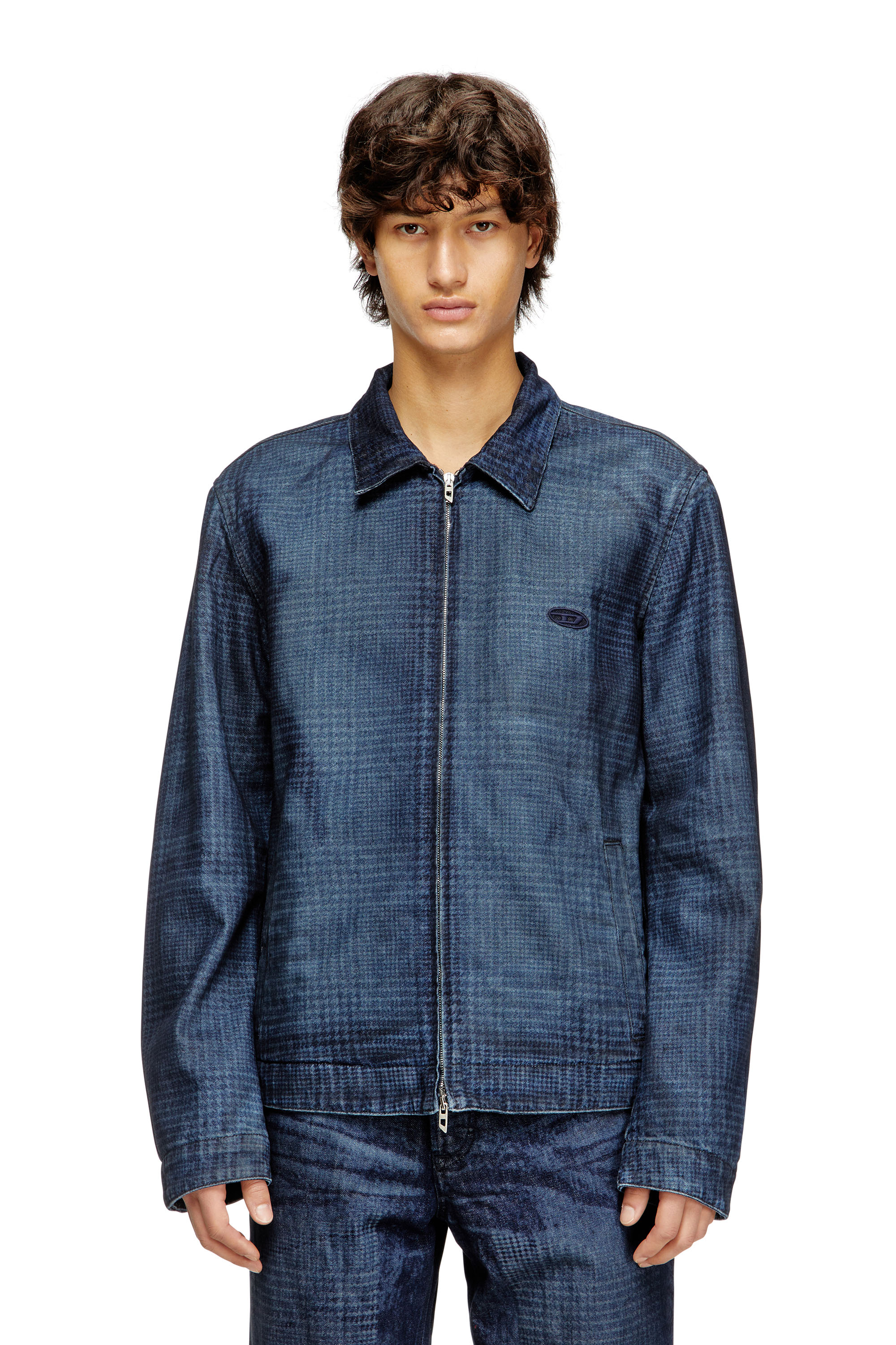 Diesel - D-ROHEEN-S, Herren Jacke aus Prince-of-Wales-Denim in Blau - 1