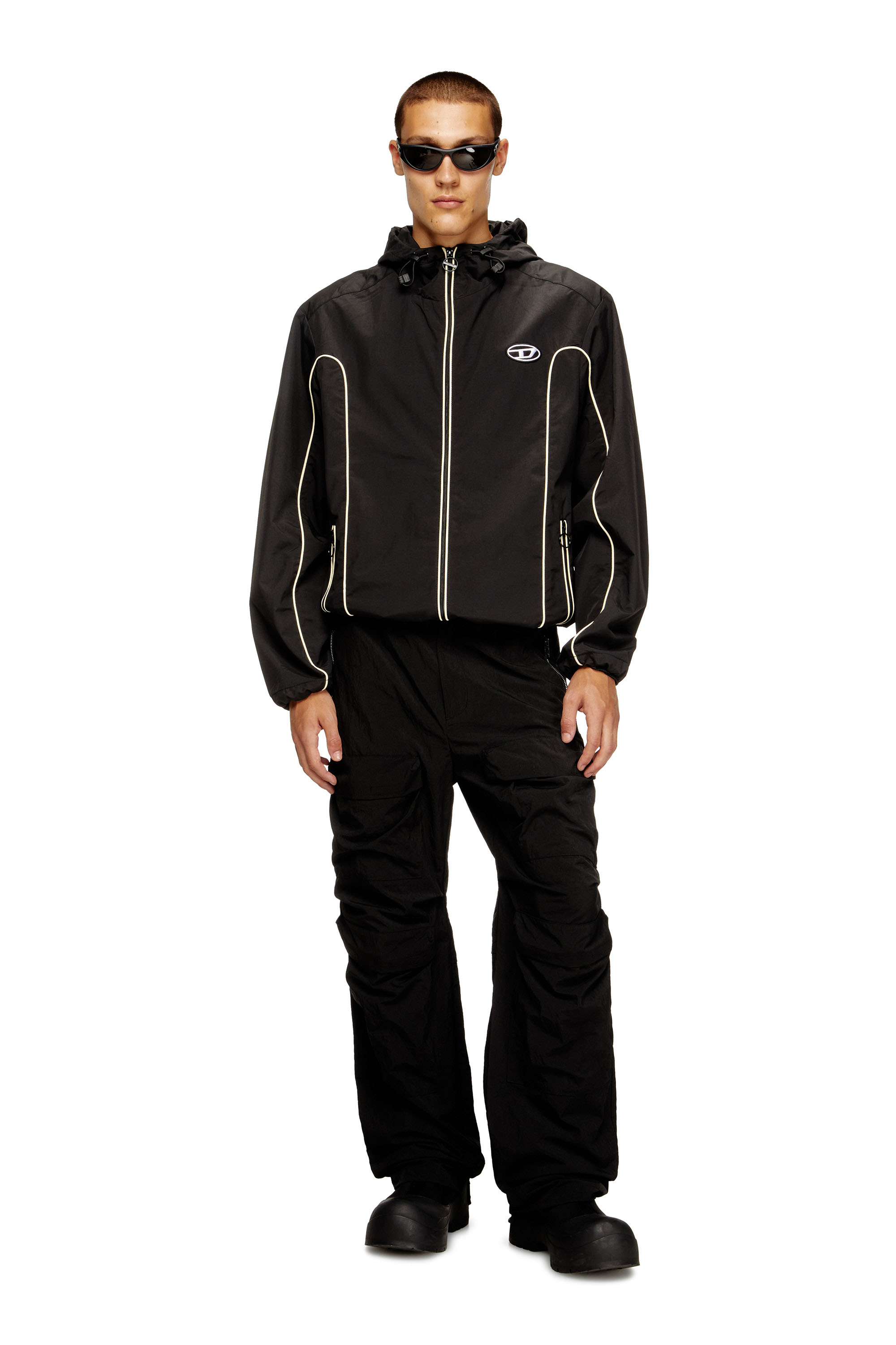 Diesel - J-HIVES, Herren Windjacke mit Kontrastpaspelierung in Schwarz - 2