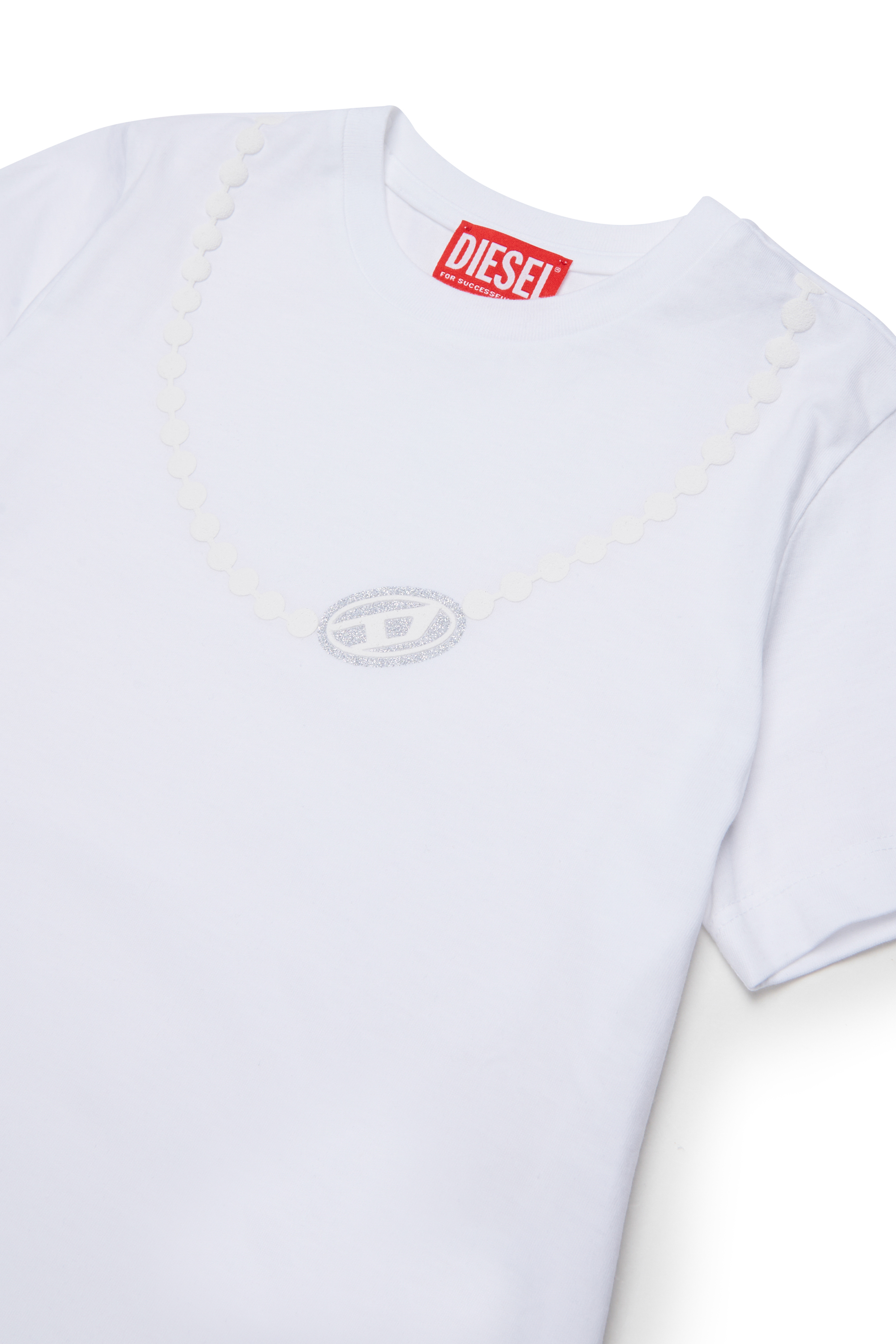 Diesel - TICLA, Damen Baumwoll-T-Shirt mit Ketten-Print in Wei&szlig; - 3