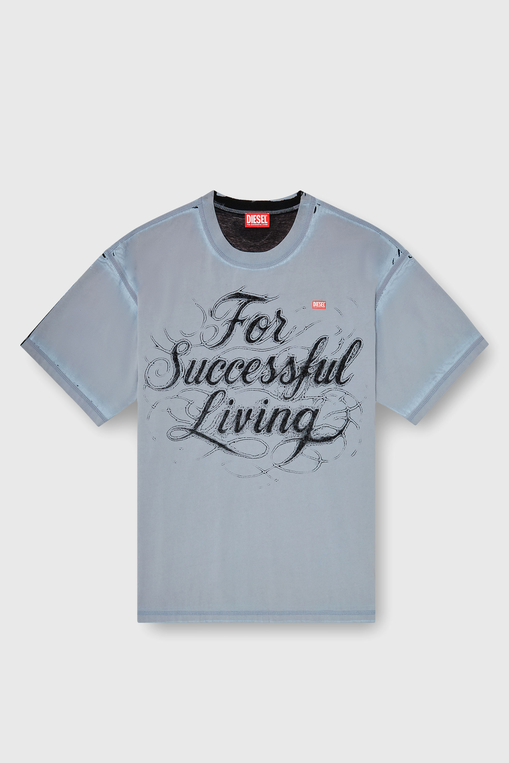 Diesel - T-BOXT-AA8, Herren T-Shirt mit For Successful Living Print in Grau - 2