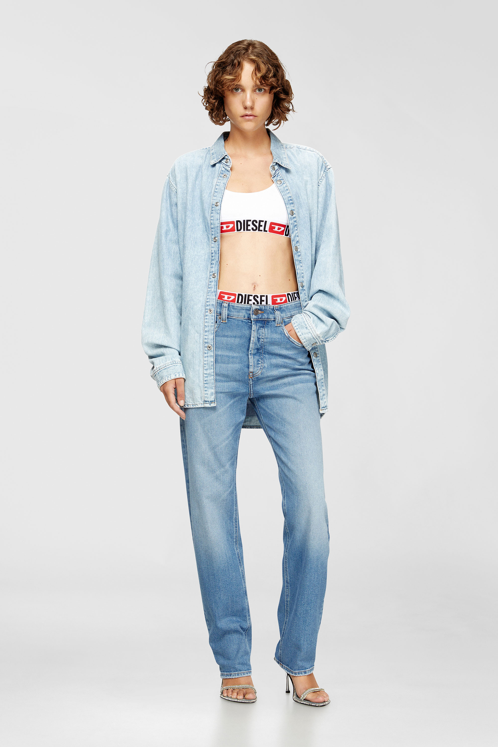 Diesel - UFSB-ORIBA, Damen Bralette mit Logoband in Wei&szlig; - 6