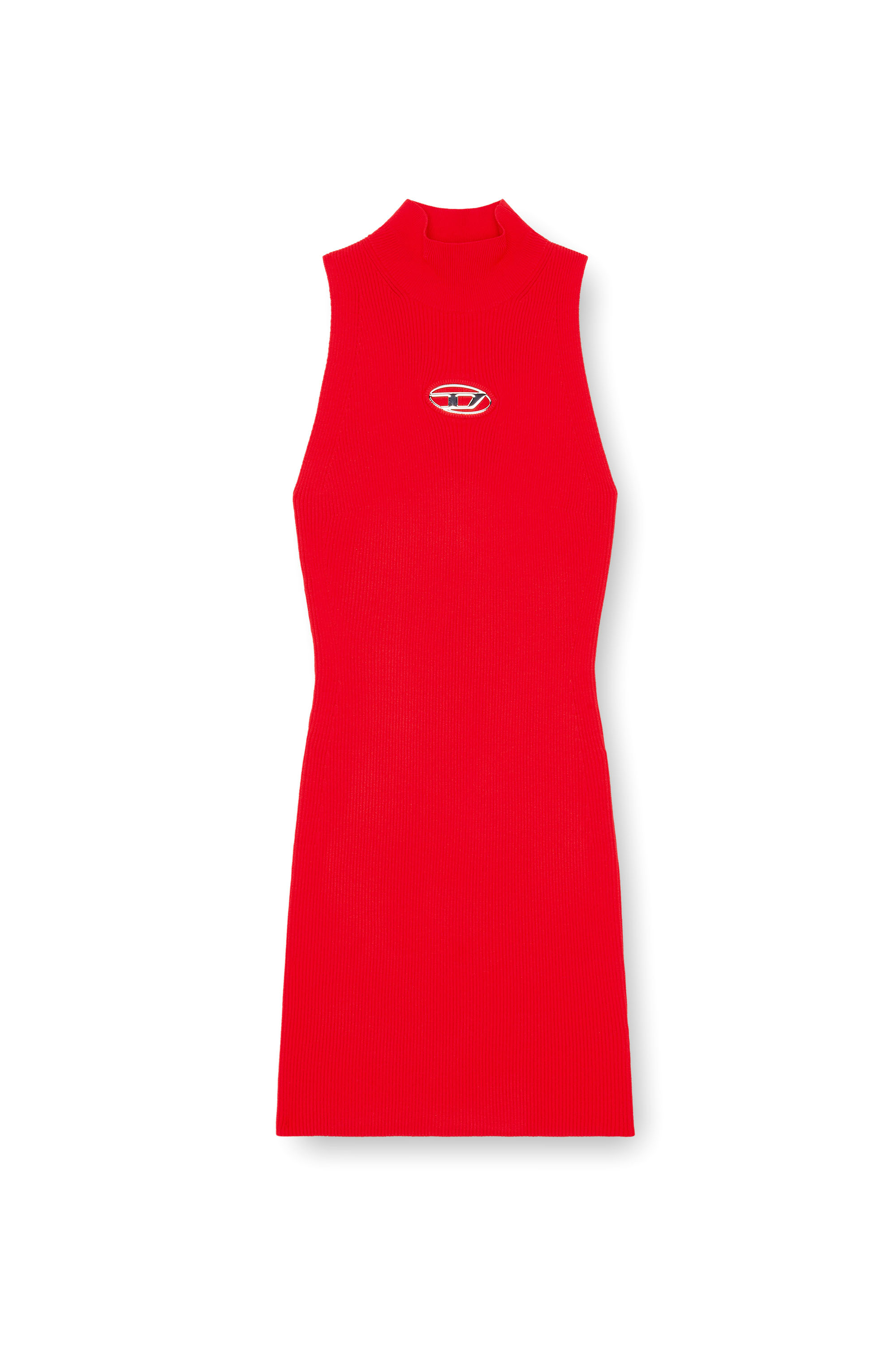 Diesel - M-ONERVAX, Damen Kurzes Rollkragenkleid aus Rippstrick in Rot - 2