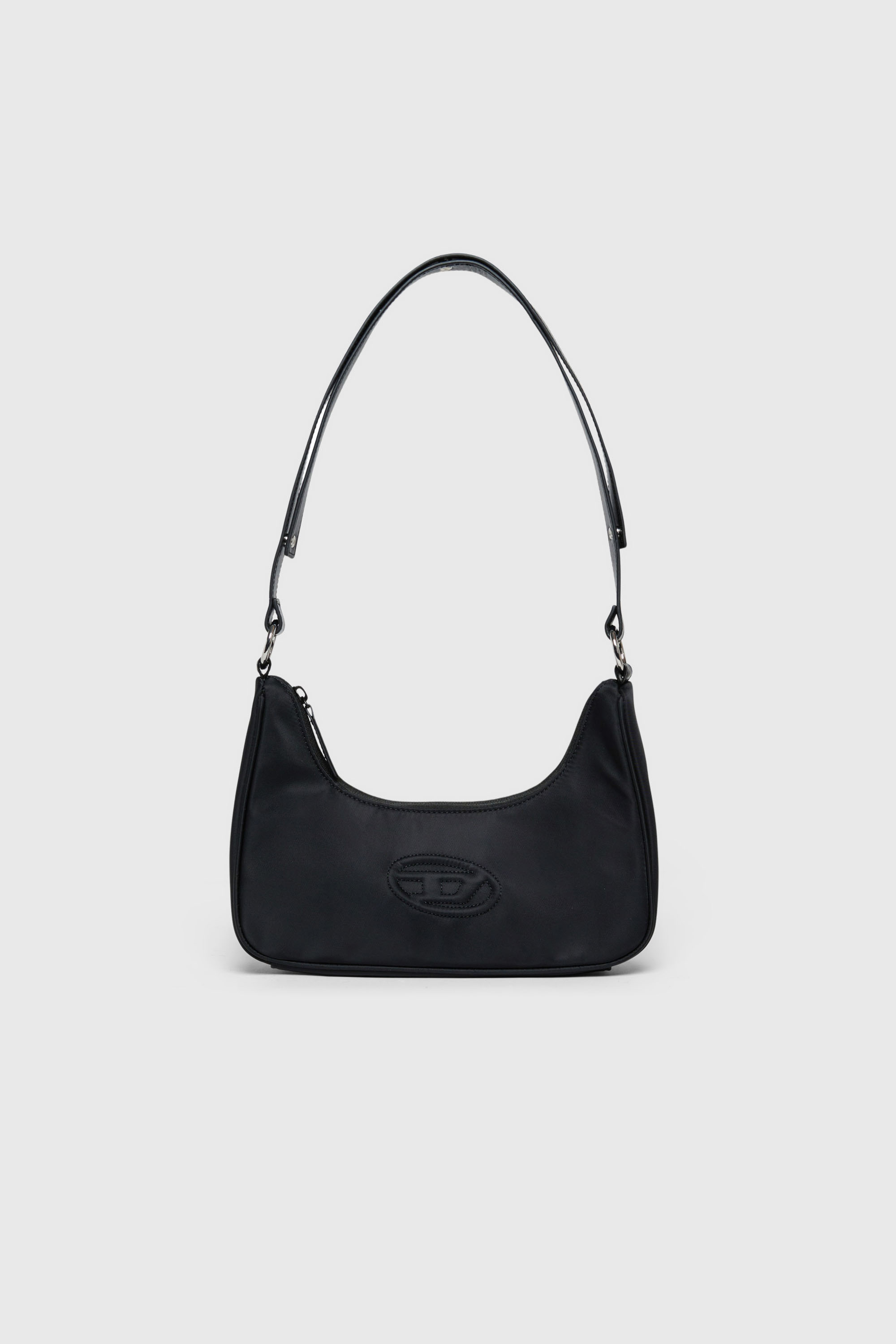 Diesel - WUNSY, Woman's WUNSY - Nylon shoulder bag with Oval D logo in Black - 1