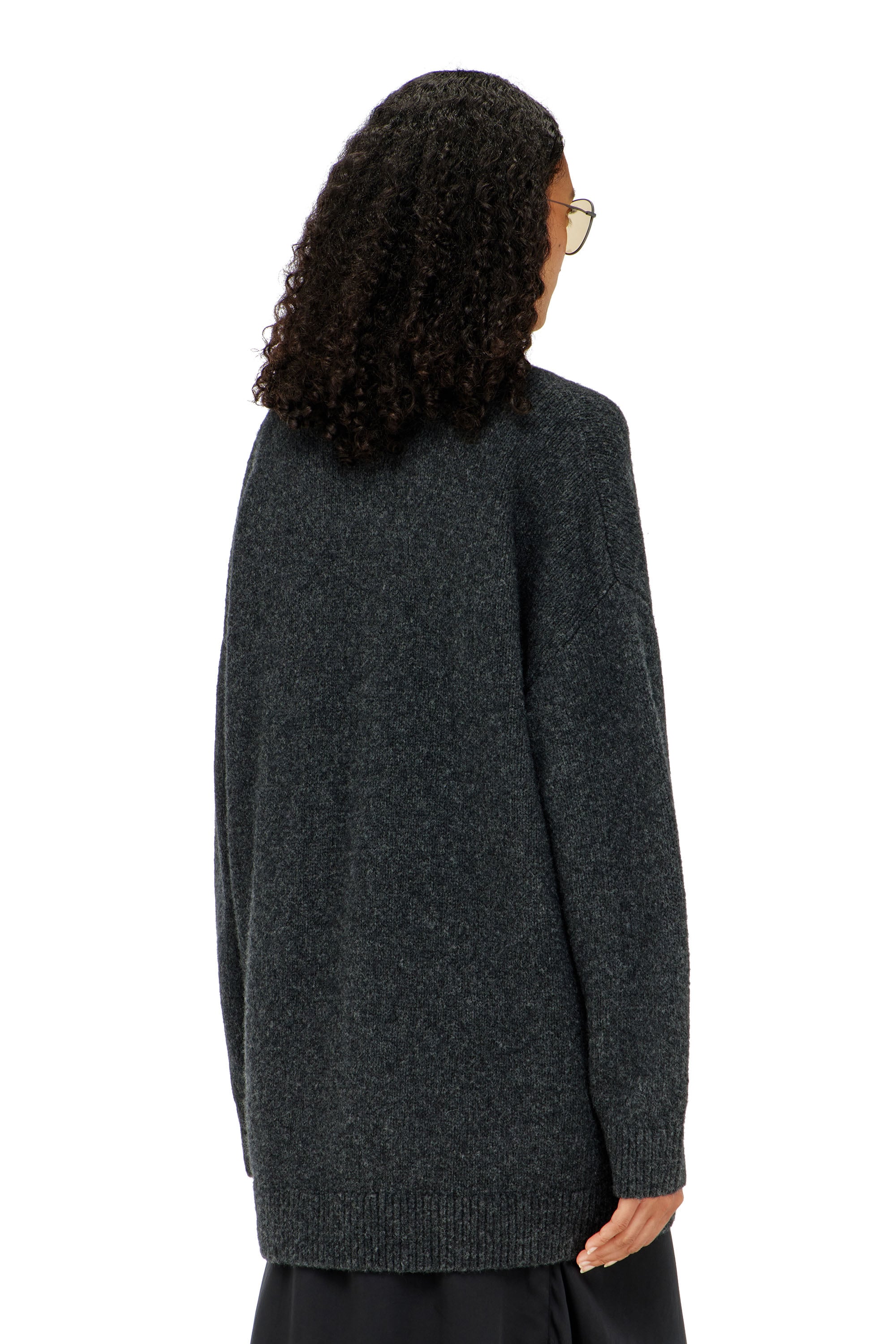 Diesel - M-AREELA, Woman's Cardigan in wool and alpaca blend in Black/Grey - 4