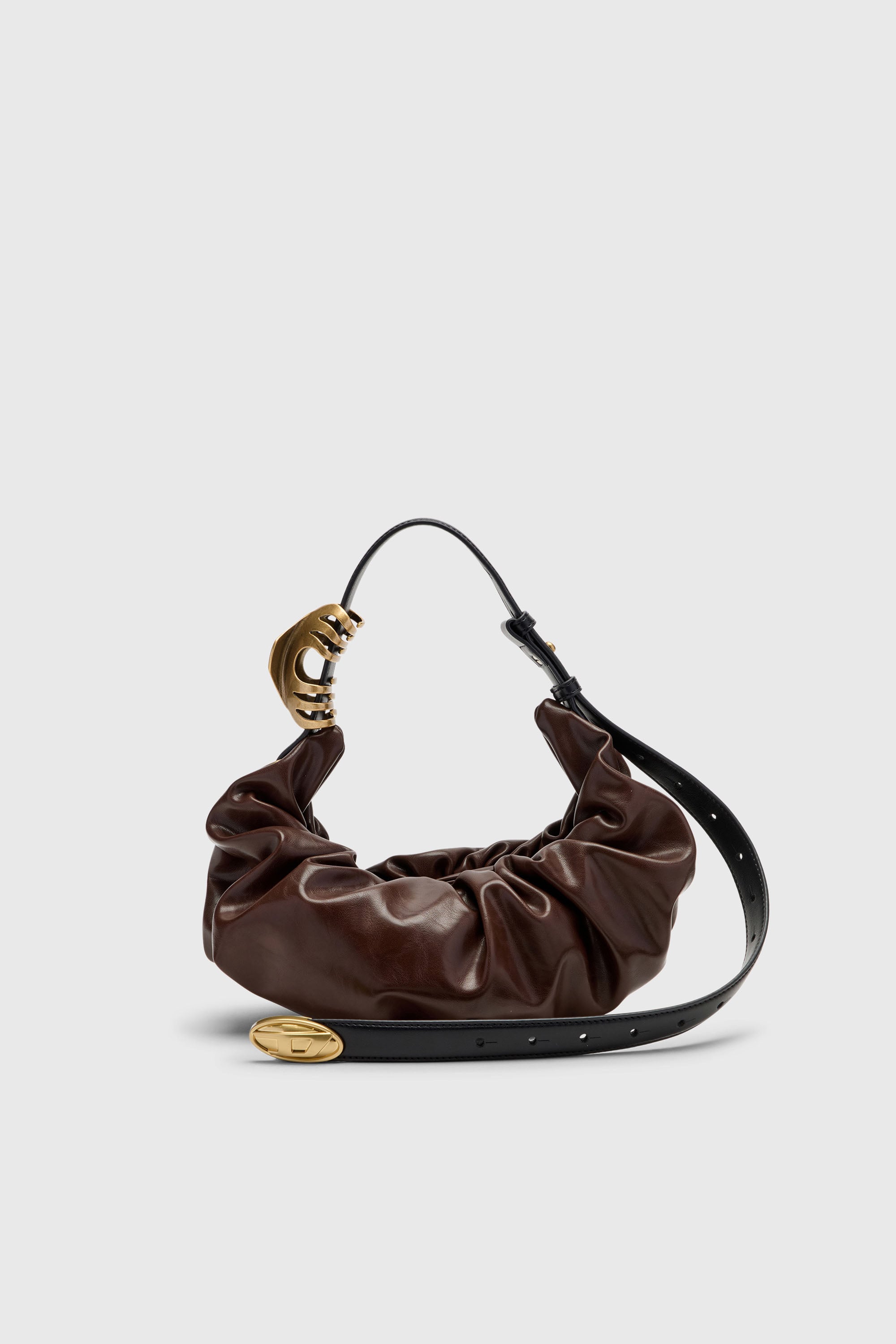 Diesel - GRAB-D HOBO S, Damen Grab-D-Small Hobo-Tasche mit gerafftem Design in Dunkelbraun - 1