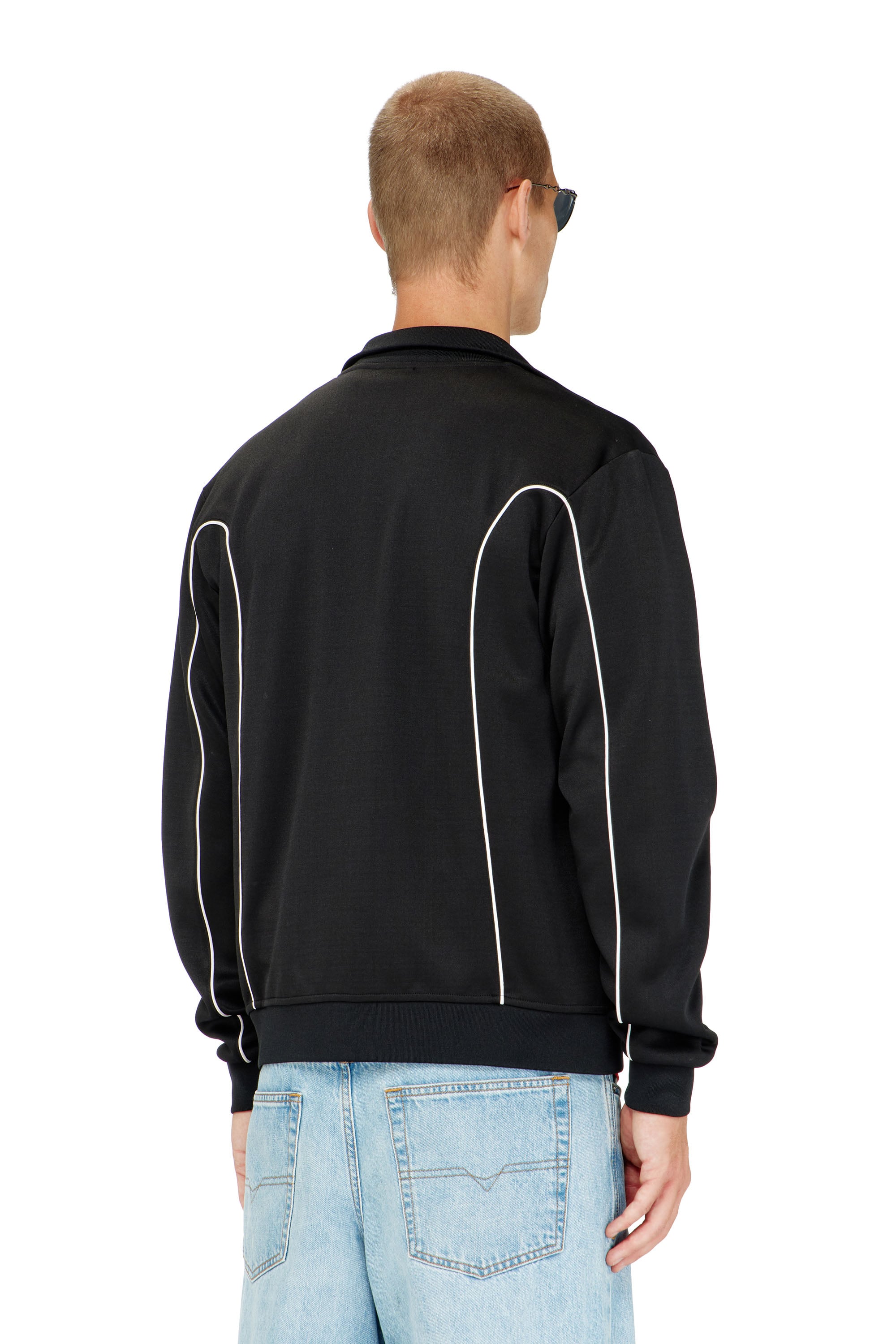 Diesel - S-LOCKING-DO, Herren Sweatjacke aus Sweatstoff mit kontrastierenden Paspeln in Schwarz - 4