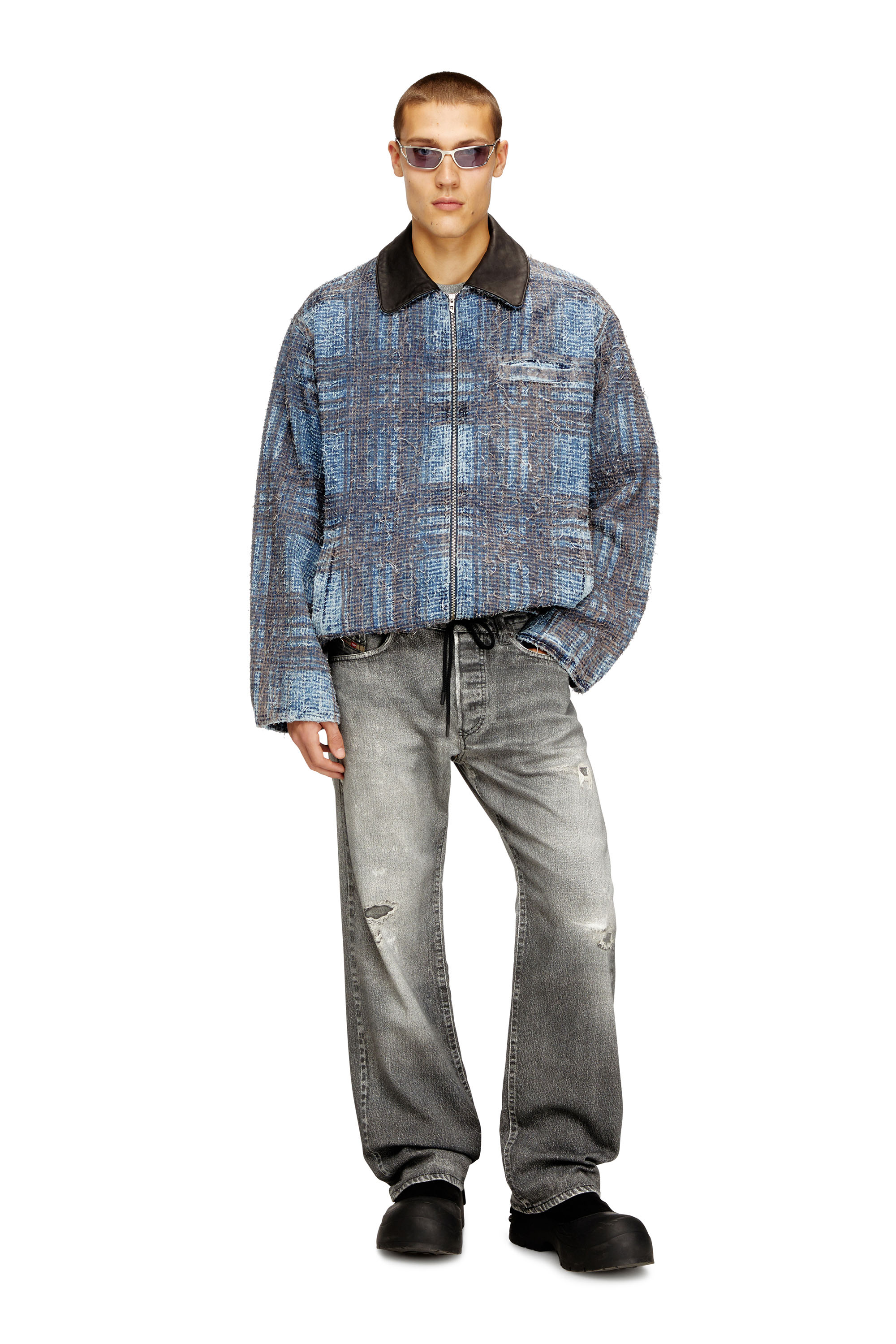 Diesel - D-IVAR-S1, Herren Jacke aus grafischem Bouclé-Denim in null - 1