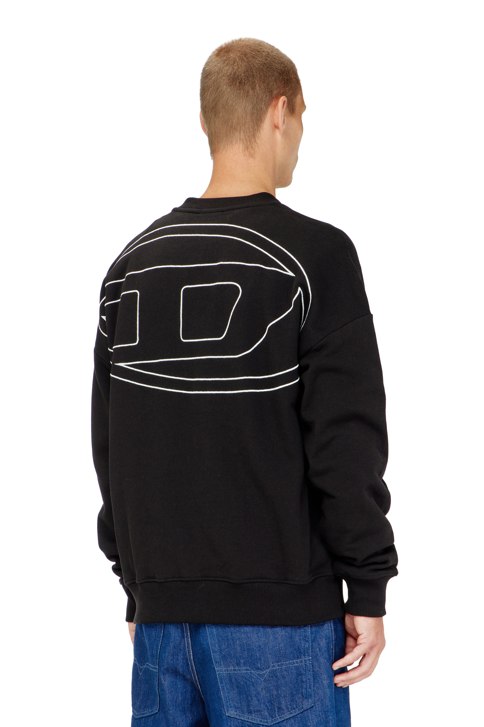 Diesel - S-ROB-MEGOVAL-D, Herren Sweatshirt mit Logo-Stickerei in Schwarz - 4