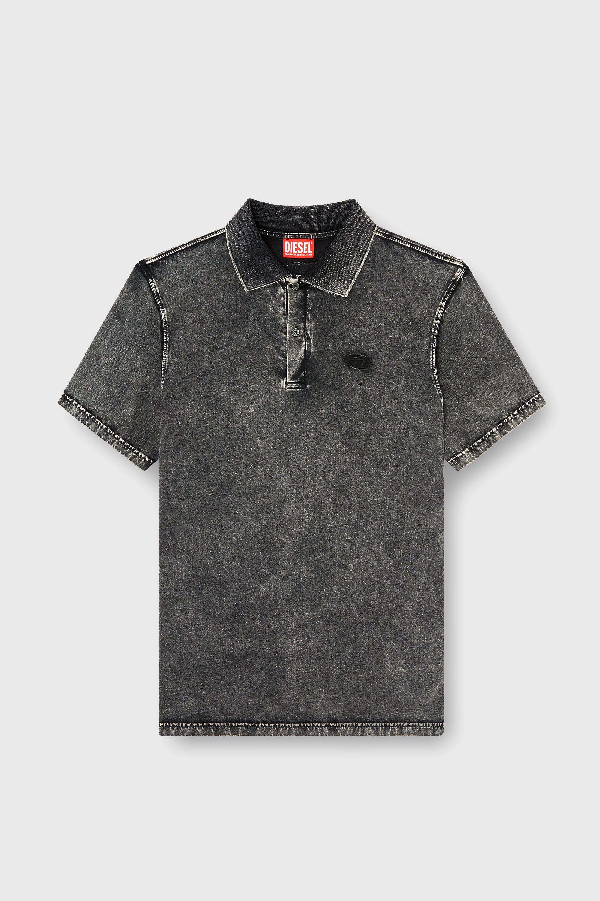 Diesel - T-REJUST-NC-DEN, Herren Polohemd aus Jersey mit Denim-Effekt in Dunkelgrau - 2