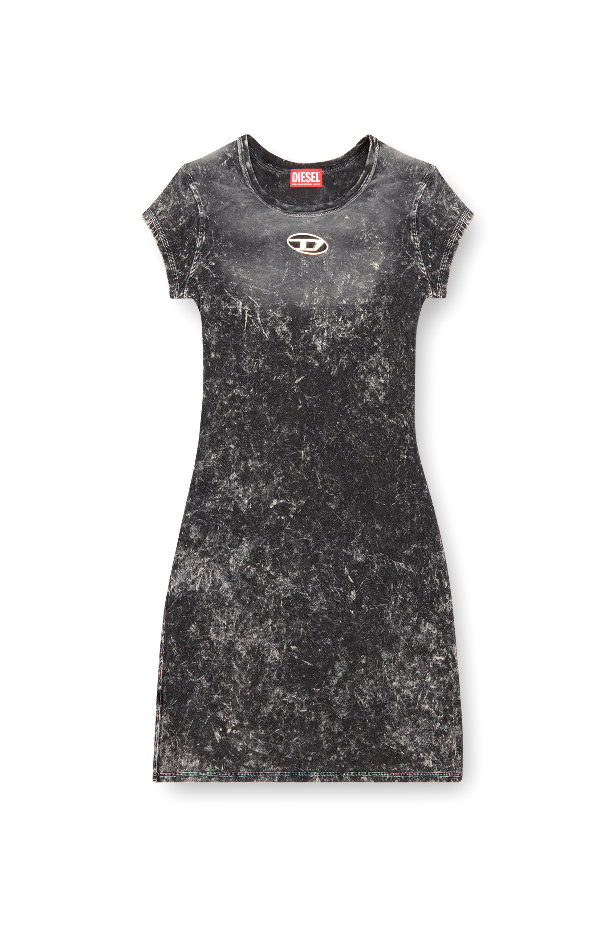 Diesel - D-ANGIEL-P1, Damen Kurzes Kleid aus marmoriertem Stretch-Jersey in Grau - Image 5
