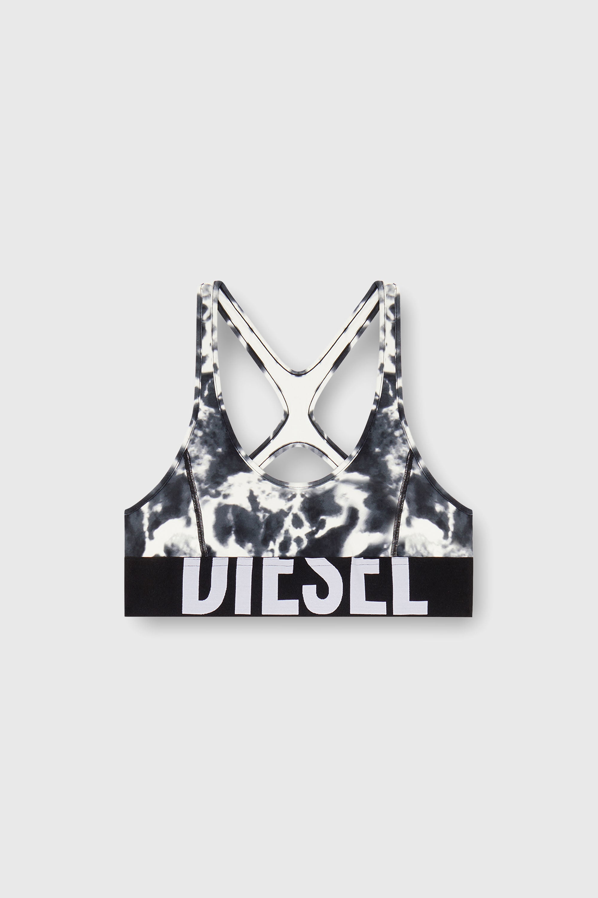 Diesel - ALLISON-D-POP, Damen Sport-BH aus bedruckter Mikrofaser in Weiss/Schwarz - 1