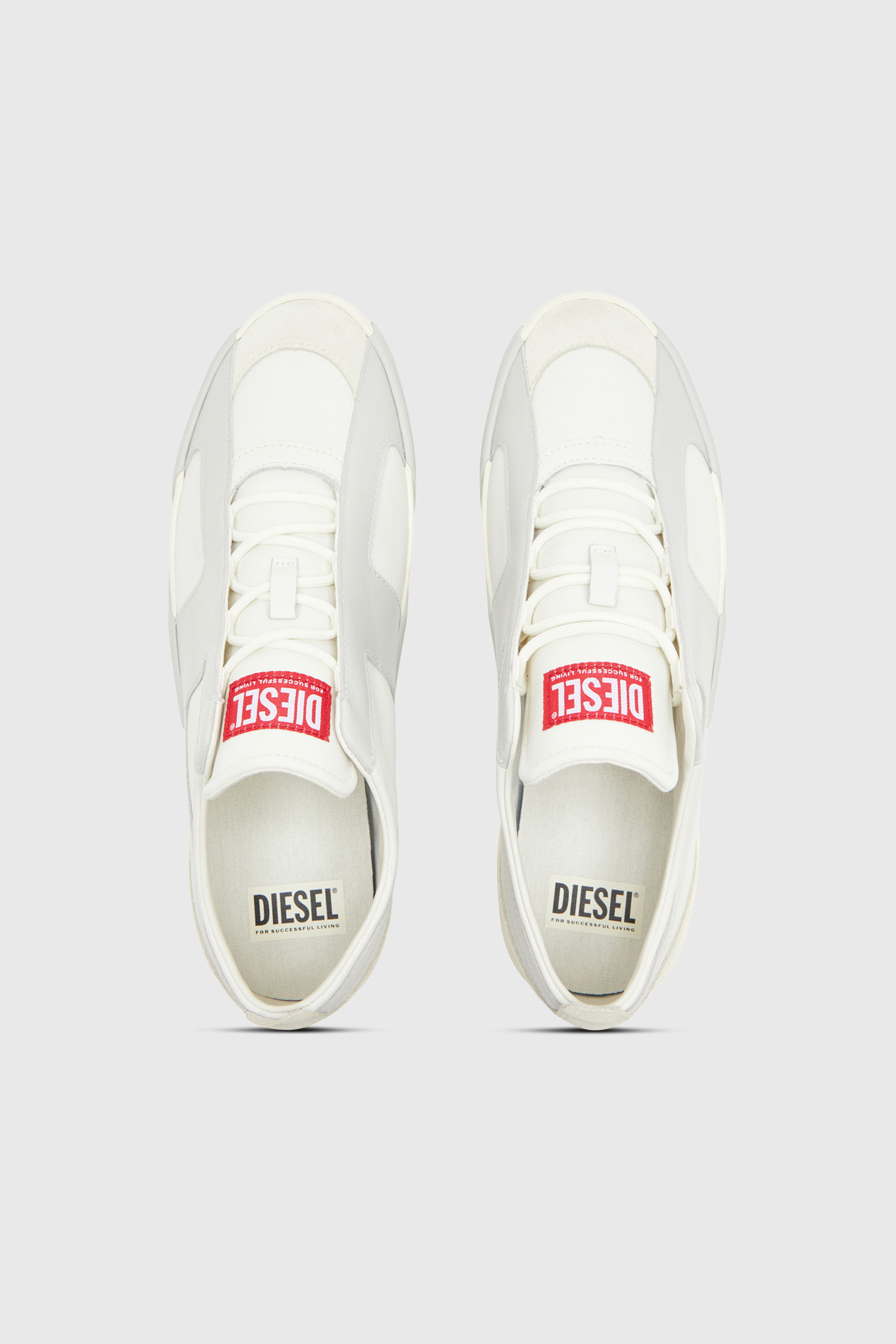 Diesel - S-SLANTE-D LOW, Herren S-Slante-D-Sneaker aus Wildleder und Leder mit D-Logo in Weiss/Grau - 4