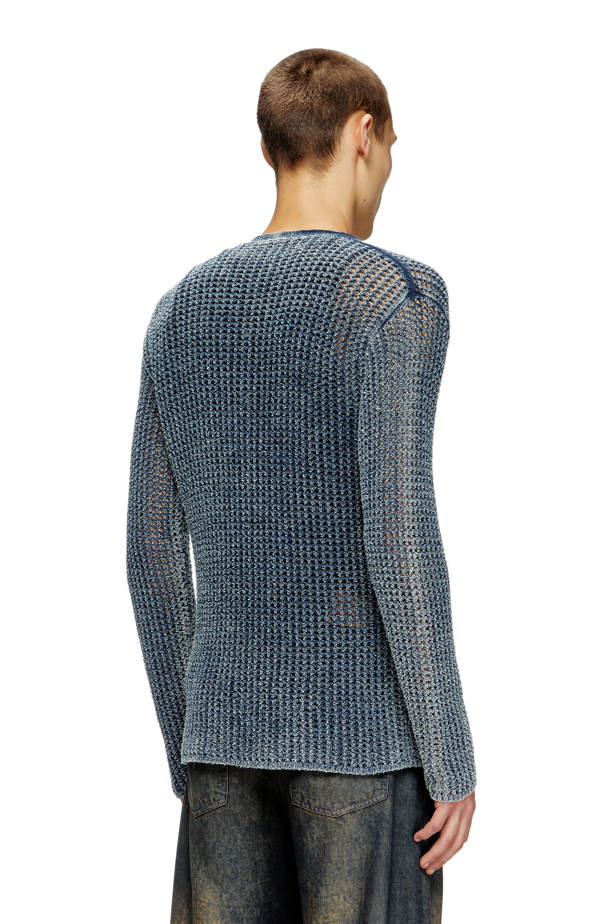 Diesel - K-REDRAM, Herren Cardigan aus Mesh und Denim-Garn in Blau - 4