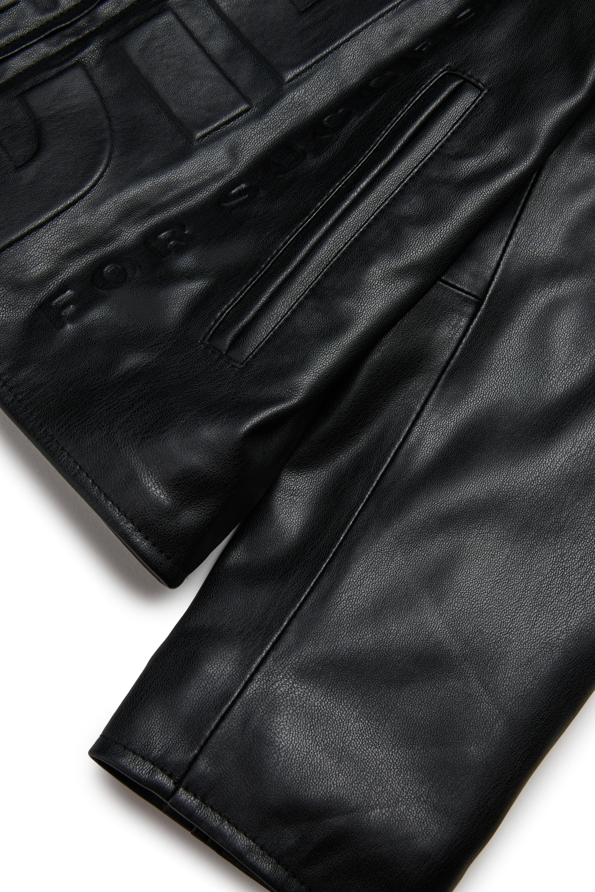 Diesel - JLMETVERT, Herren Jacke aus Kunstleder mit Logo in Schwarz - 4