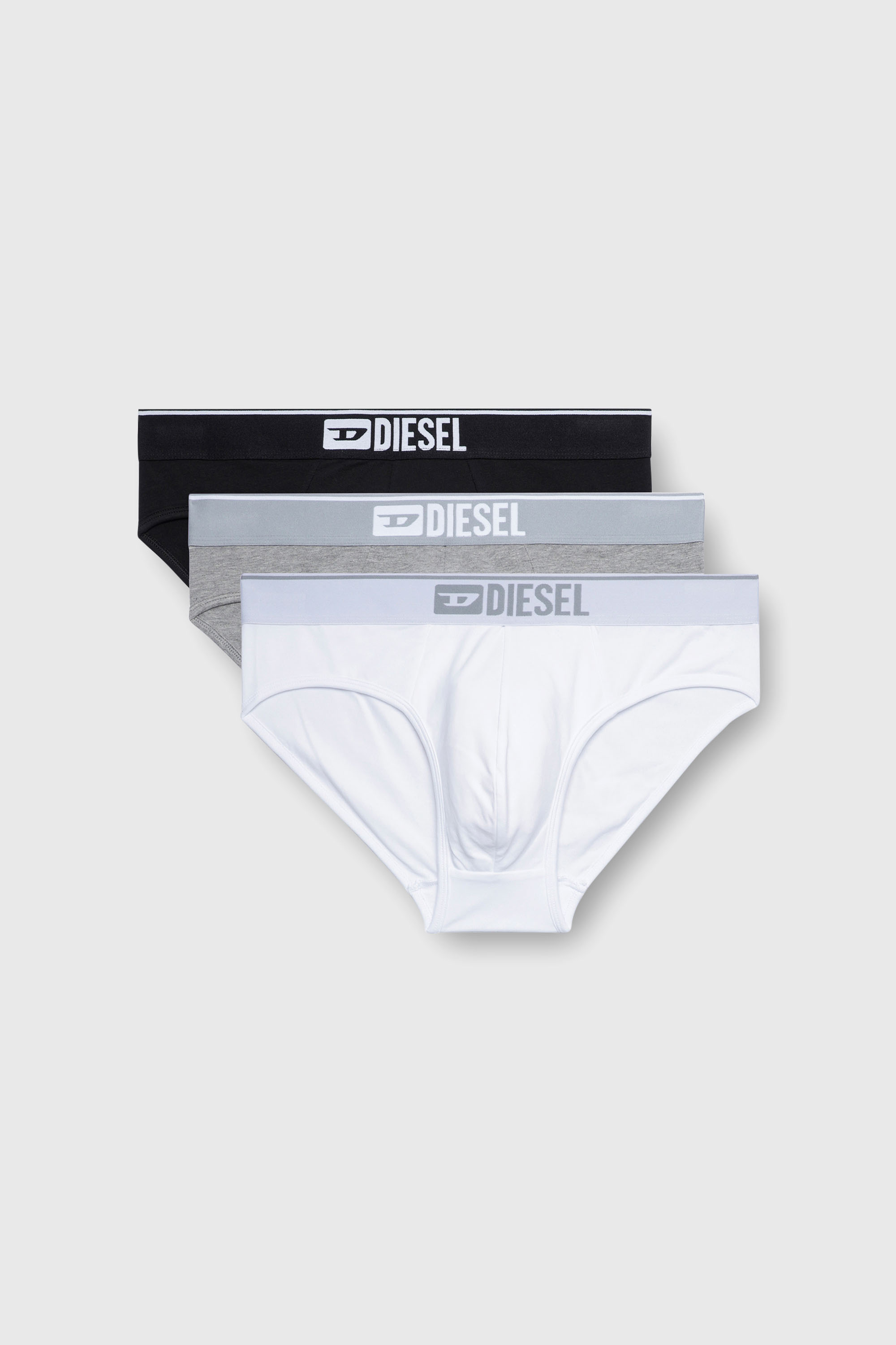 Diesel - UMBR-ANDRETHREEPACK, Herren Einfarbige Logo-Briefs im Dreierpack in Weiss/Schwarz - 2
