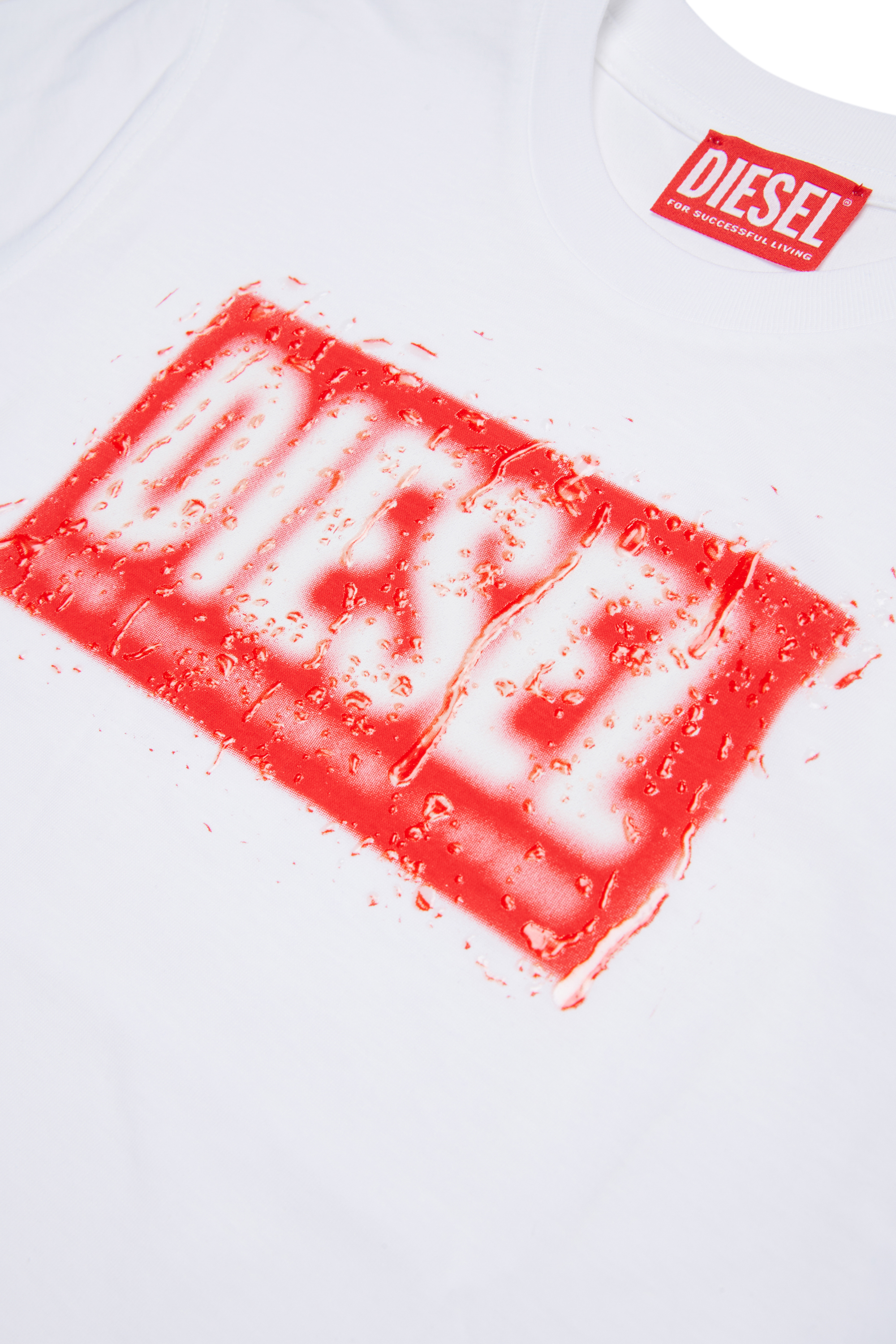 Diesel - TADJUSTQ10, Man's Cotton T-shirt with logo print in White - 4