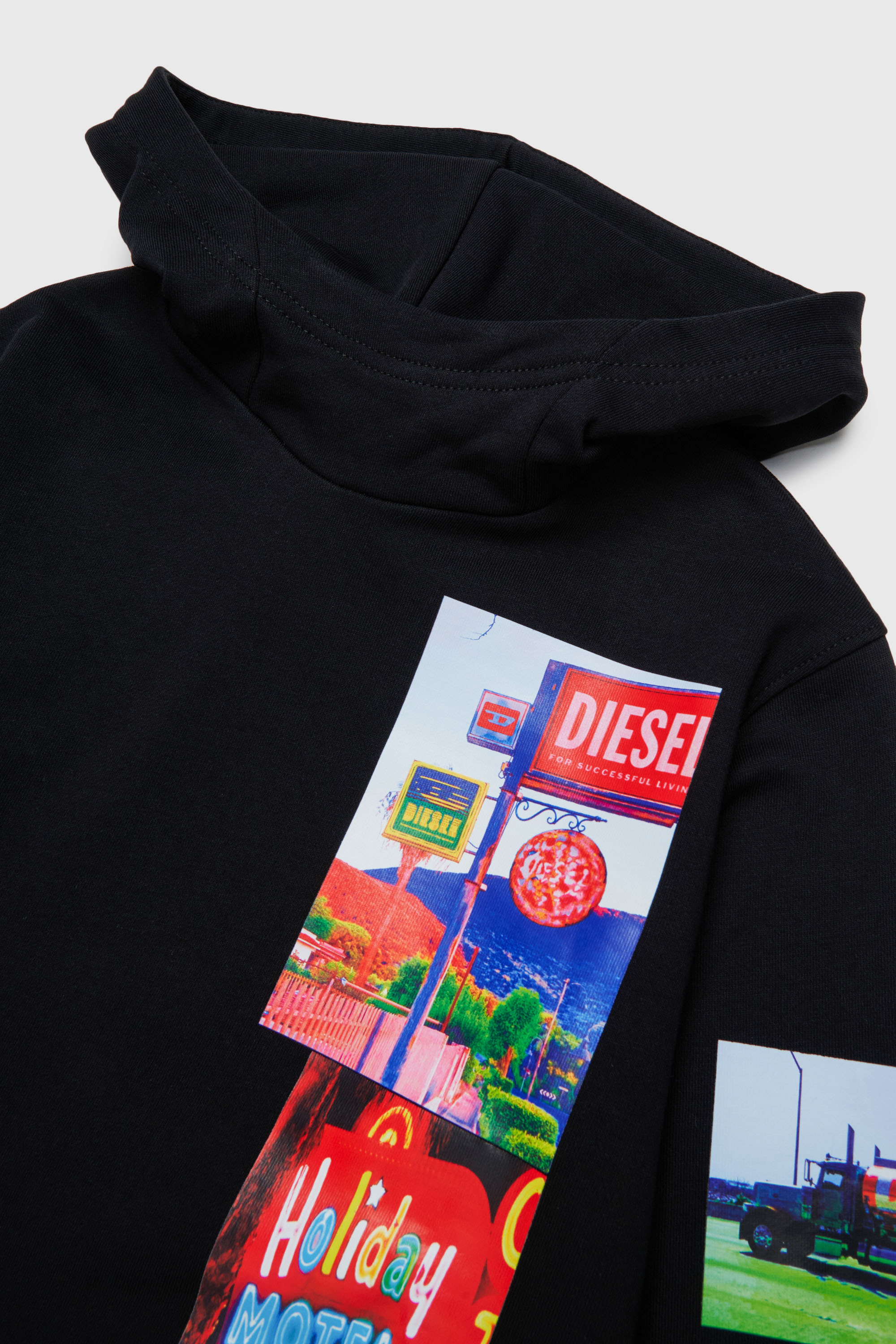 Diesel - SFORMY OVER, Herren Kapuzenpullover mit photo prints in Schwarz - 3