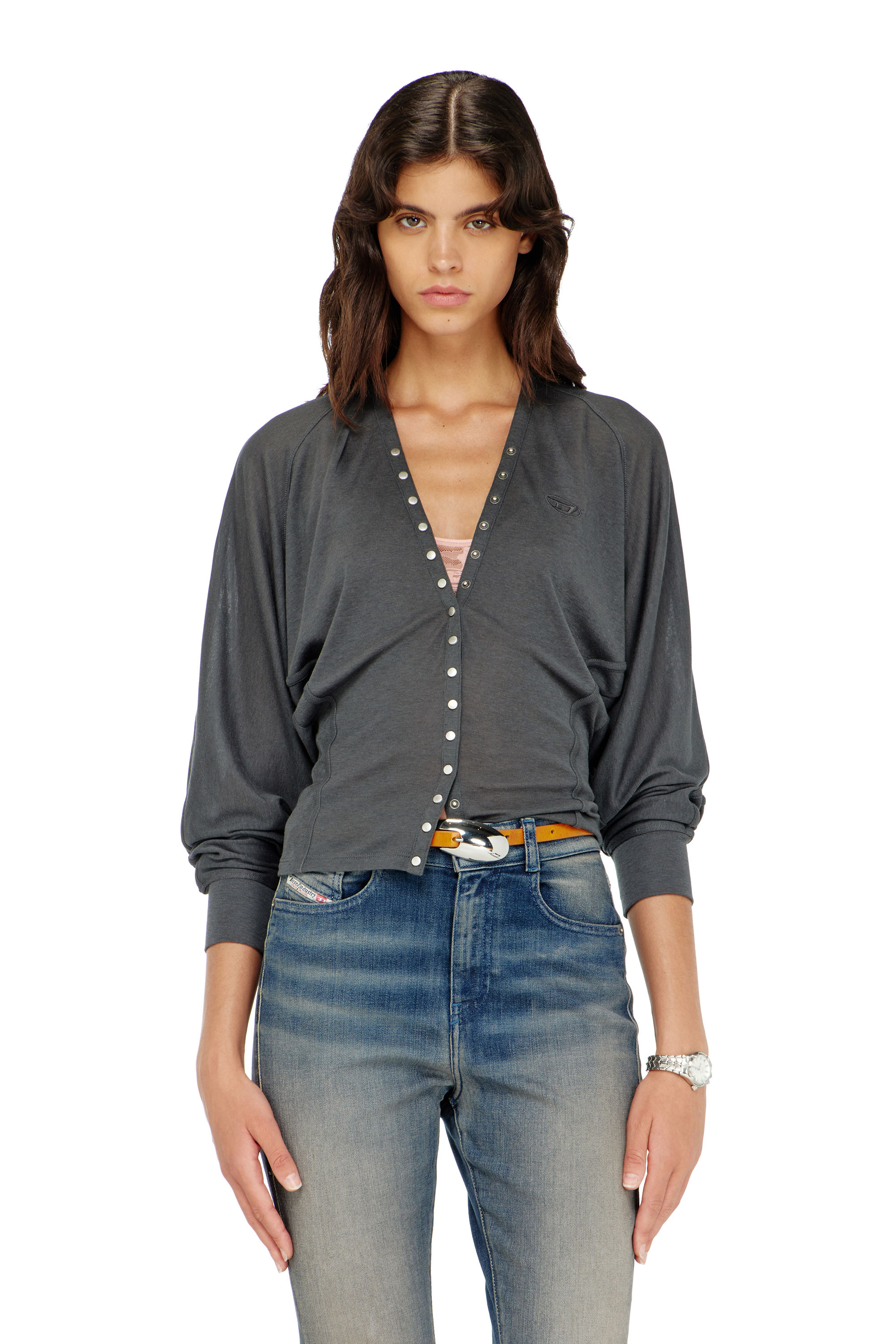 Diesel - T-ISERINA, Damen Cardigan-Top aus Tencel-Mix mit Fledermaus&auml;rmeln in null - 3