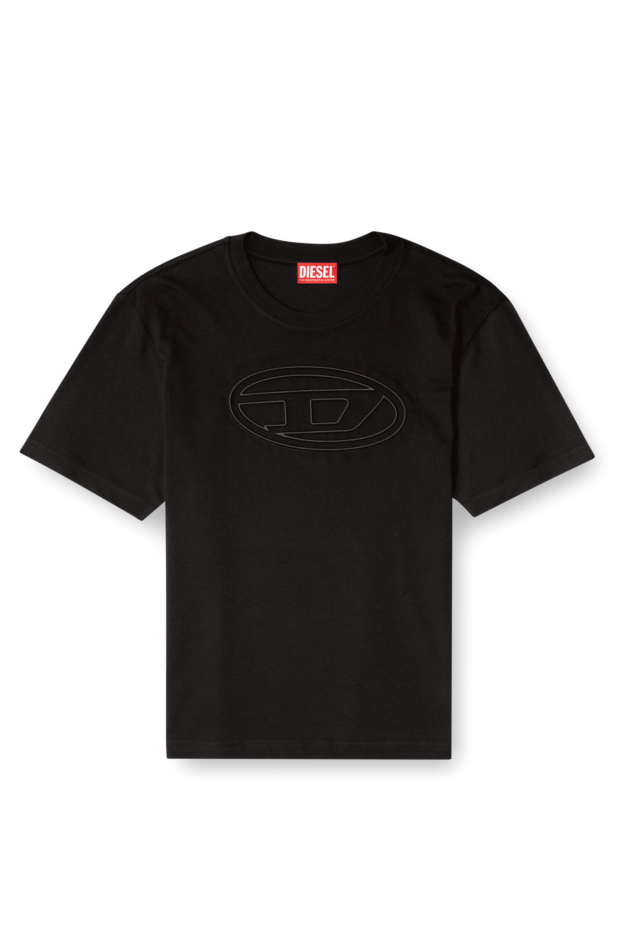 Diesel - T-ADJUST-BIGOVAL, Herren T-Shirt mit Oval D-Prägung in Schwarz - 3