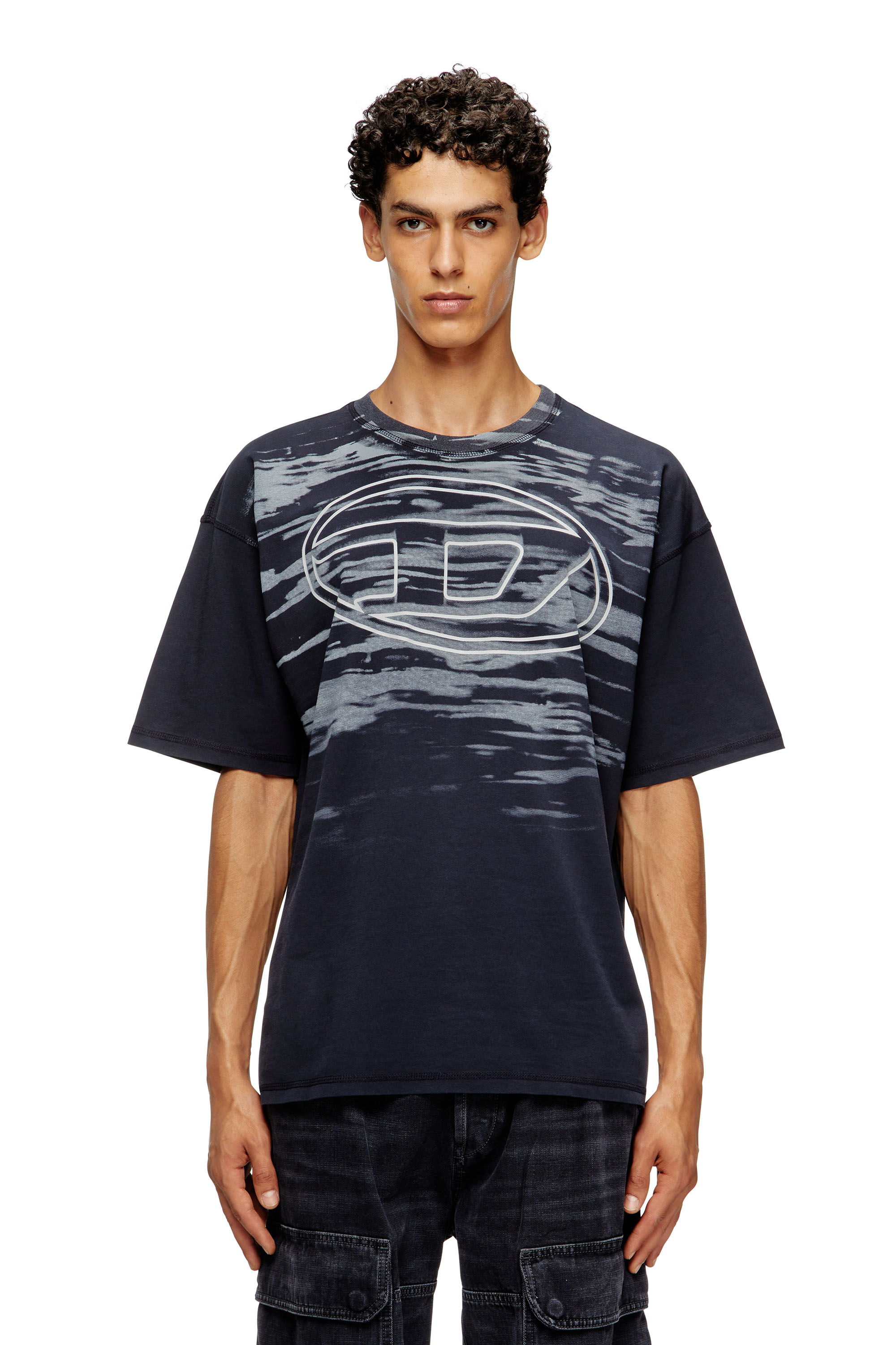 Diesel - T-BOXT-T5, Man's Cotton T-shirt with Oval D print in Dark Blue - 1