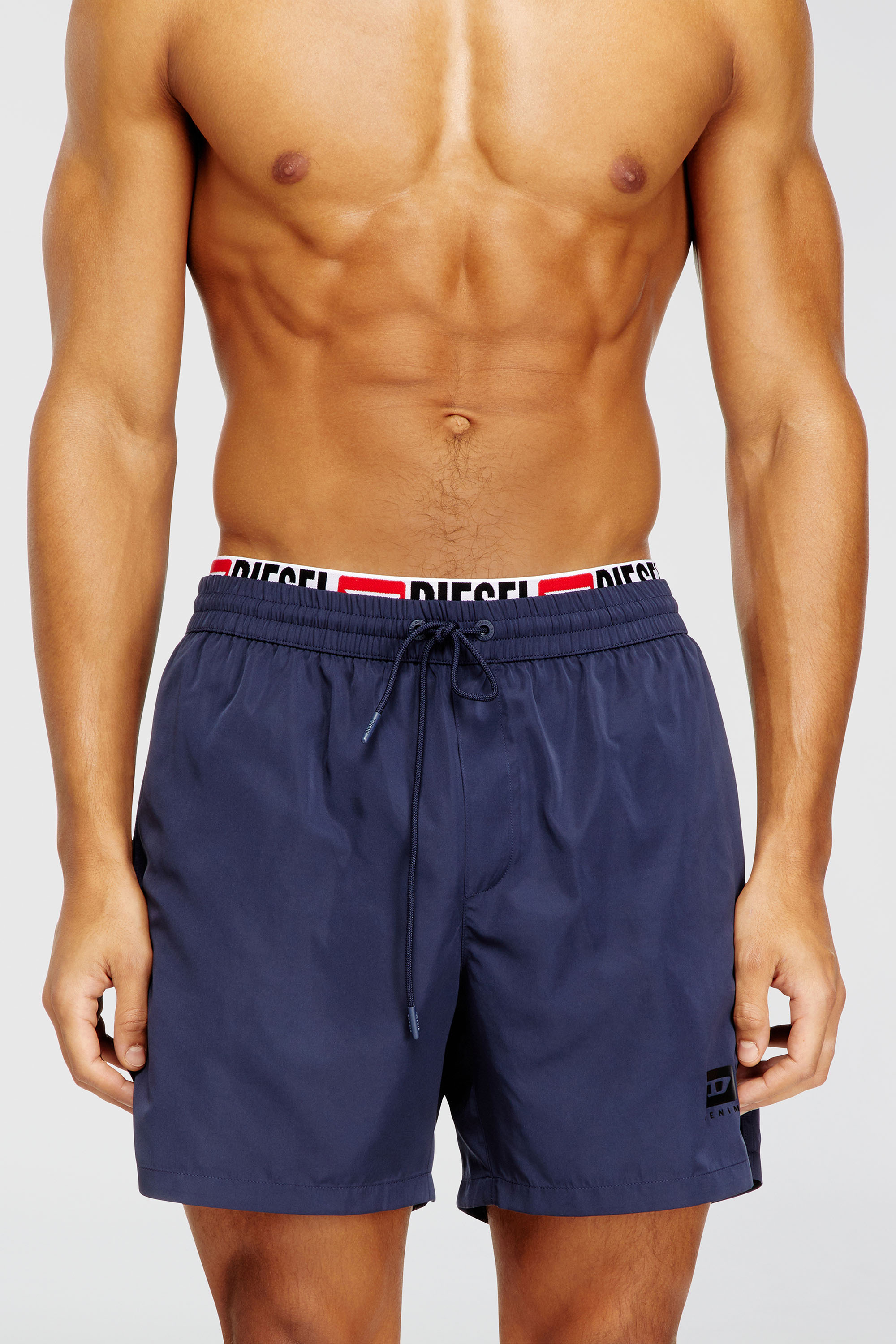 Diesel - VISPER-41-D-CORE, Herren Mittellange Badeshorts mit Logo-Print in Dunkelblau - 1