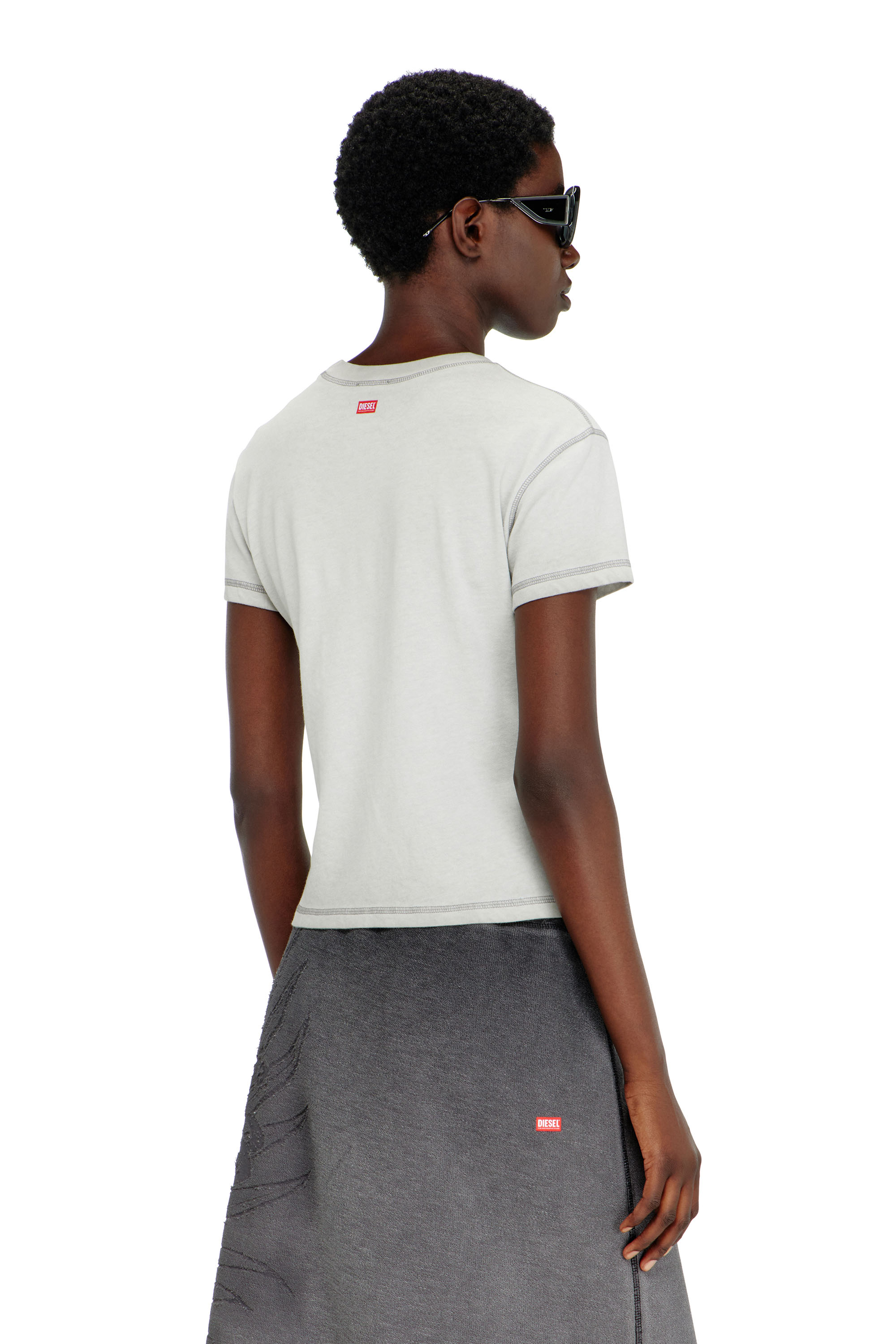 Diesel - O-BEAUTY, Damen Fleece-Midirock mit D&eacute;vor&eacute;-Print in Dunkelgrau - 3