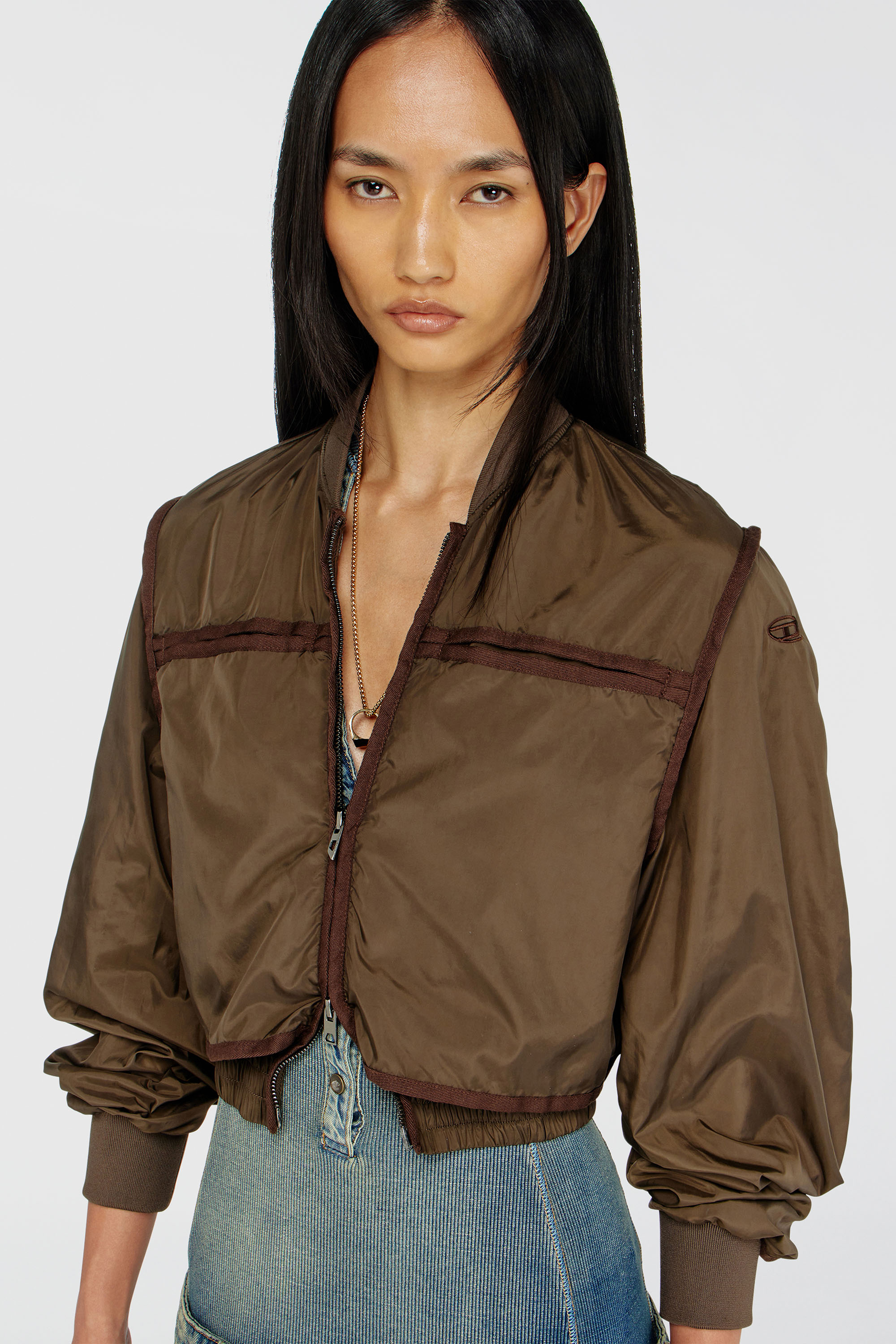 Diesel - G-OTHAM, Damen Nylonjacke mit tonalem Tape in Braun - 6