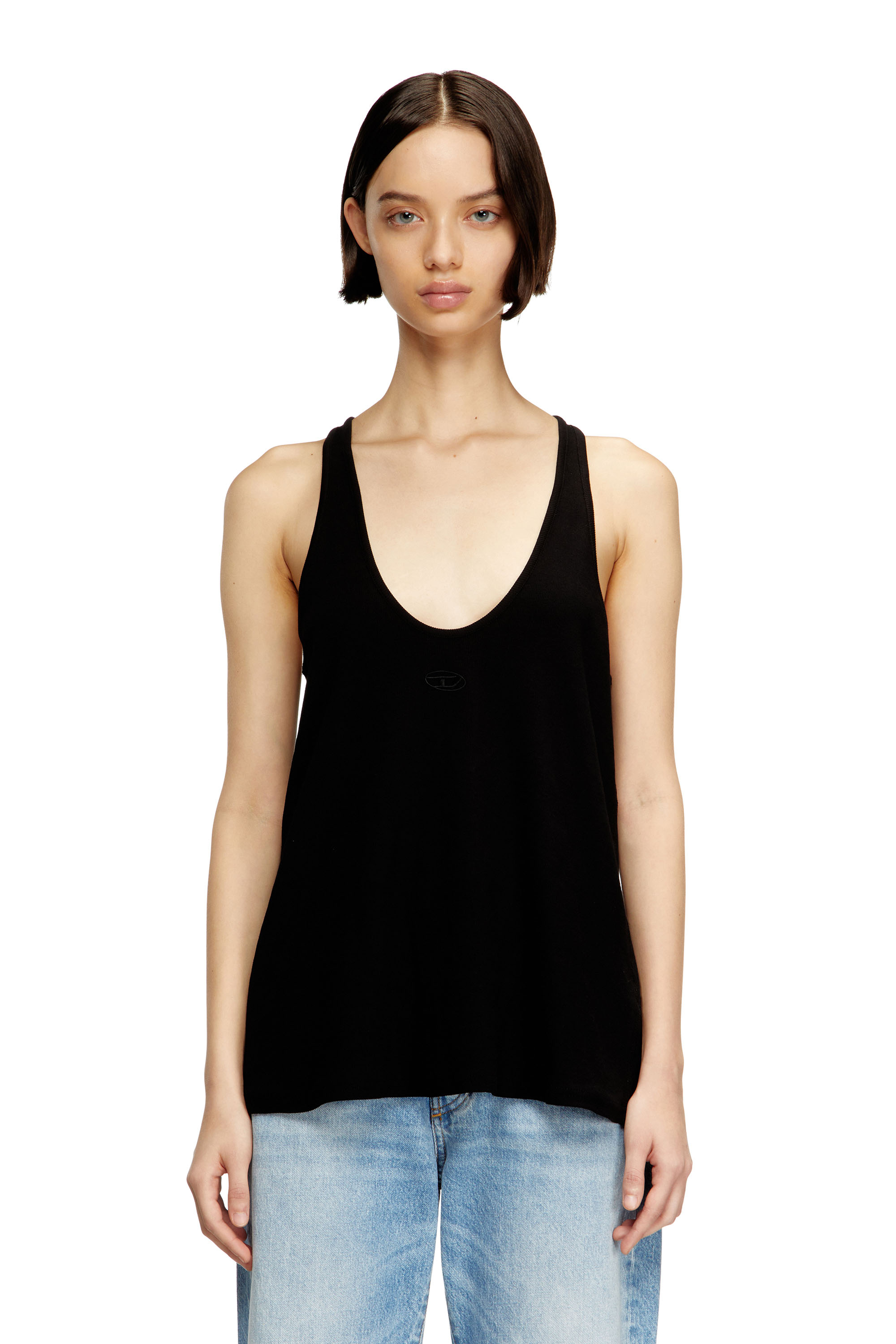Diesel - T-IPSYA-LKDS, Damen Geripptes Tanktop mit Oval D in Schwarz - 1