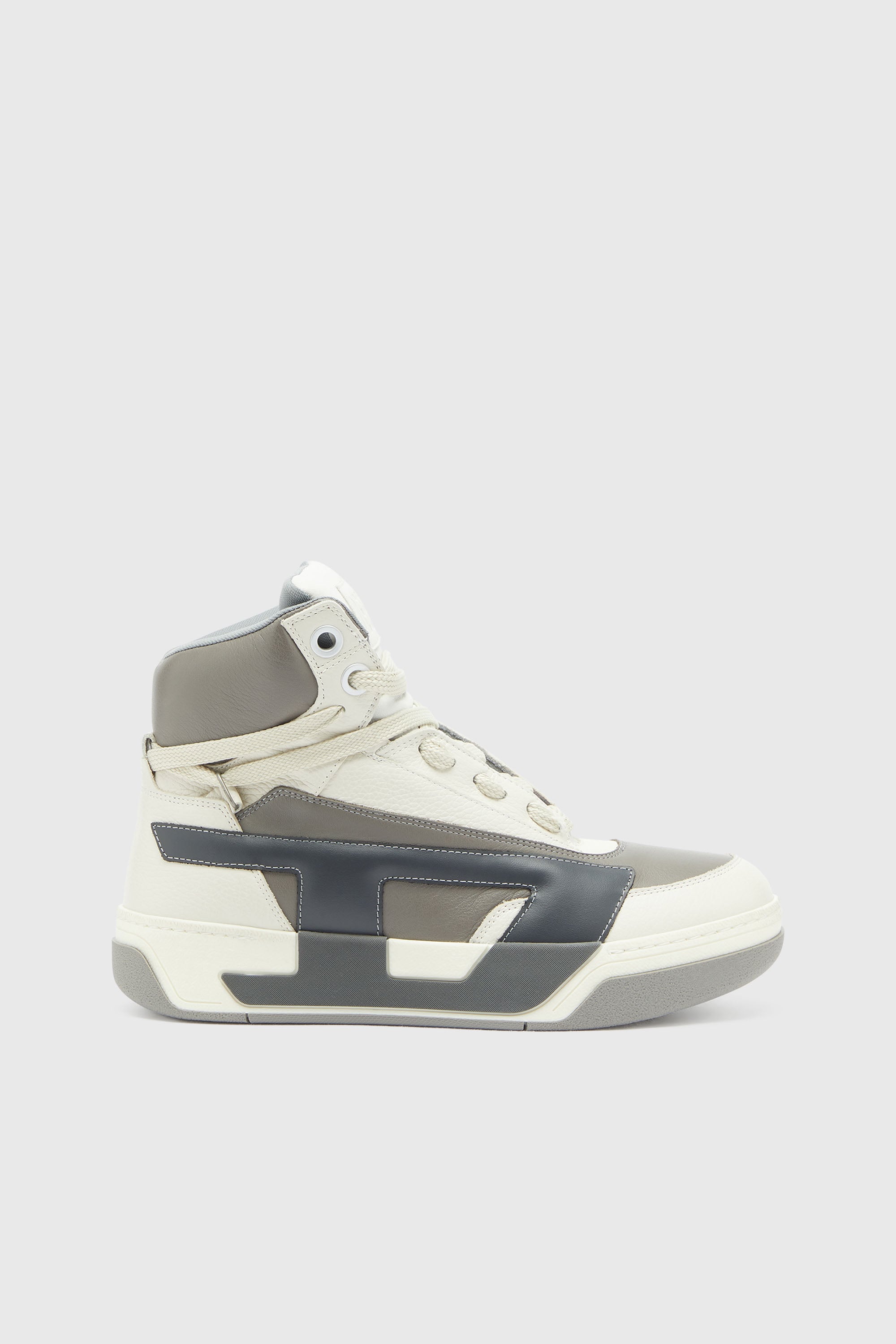 Diesel - S-D-OLLIE MID, Herren S-D-Ollie - High-Top-Sneaker aus Leder mit D-Logo in Wei&szlig;/Grau - 1