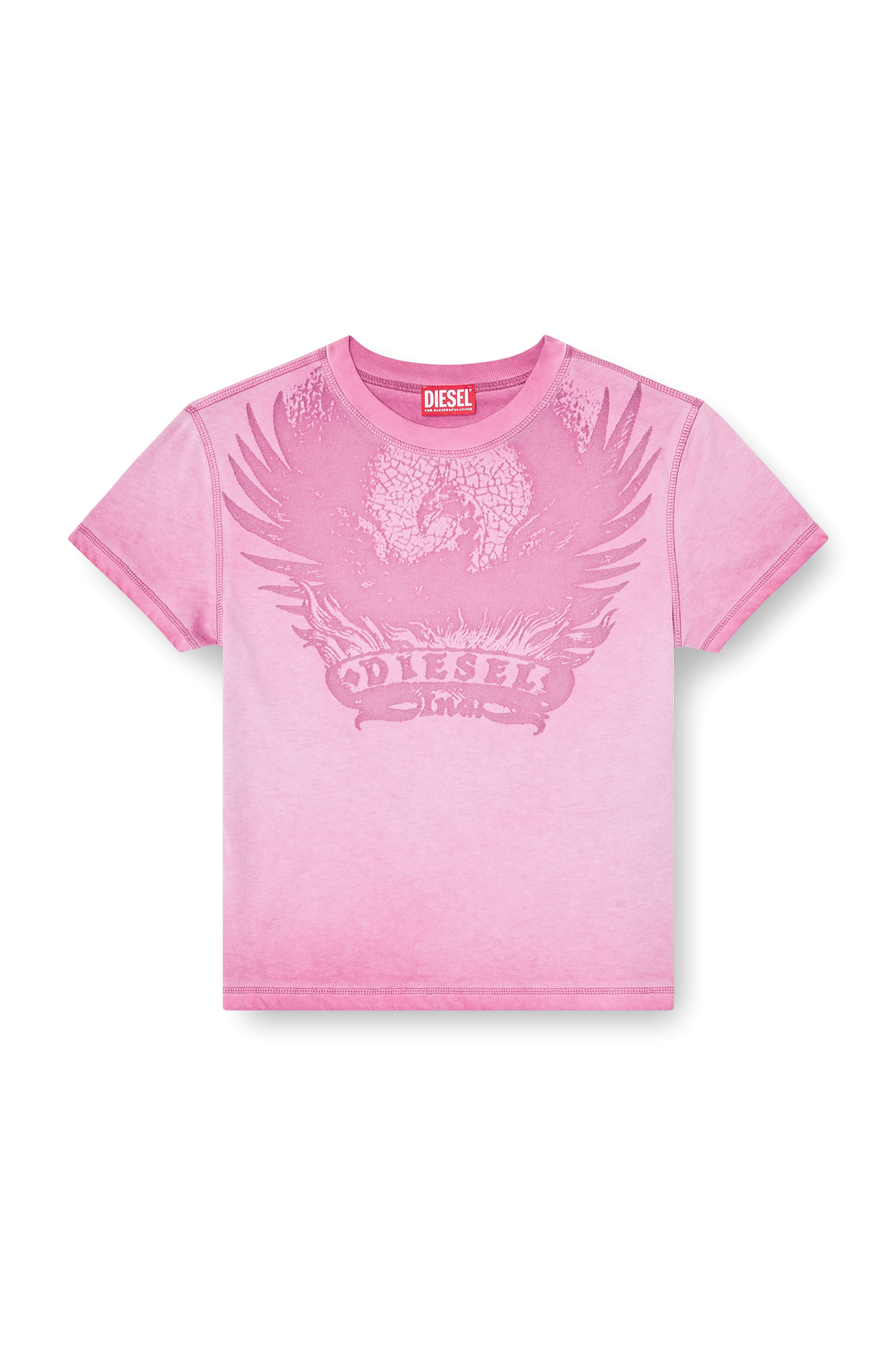 Diesel - T-ILA-AA7, Damen Slim T-shirt mit d&eacute;vor&eacute; Phoenix in Fuchsie - 3