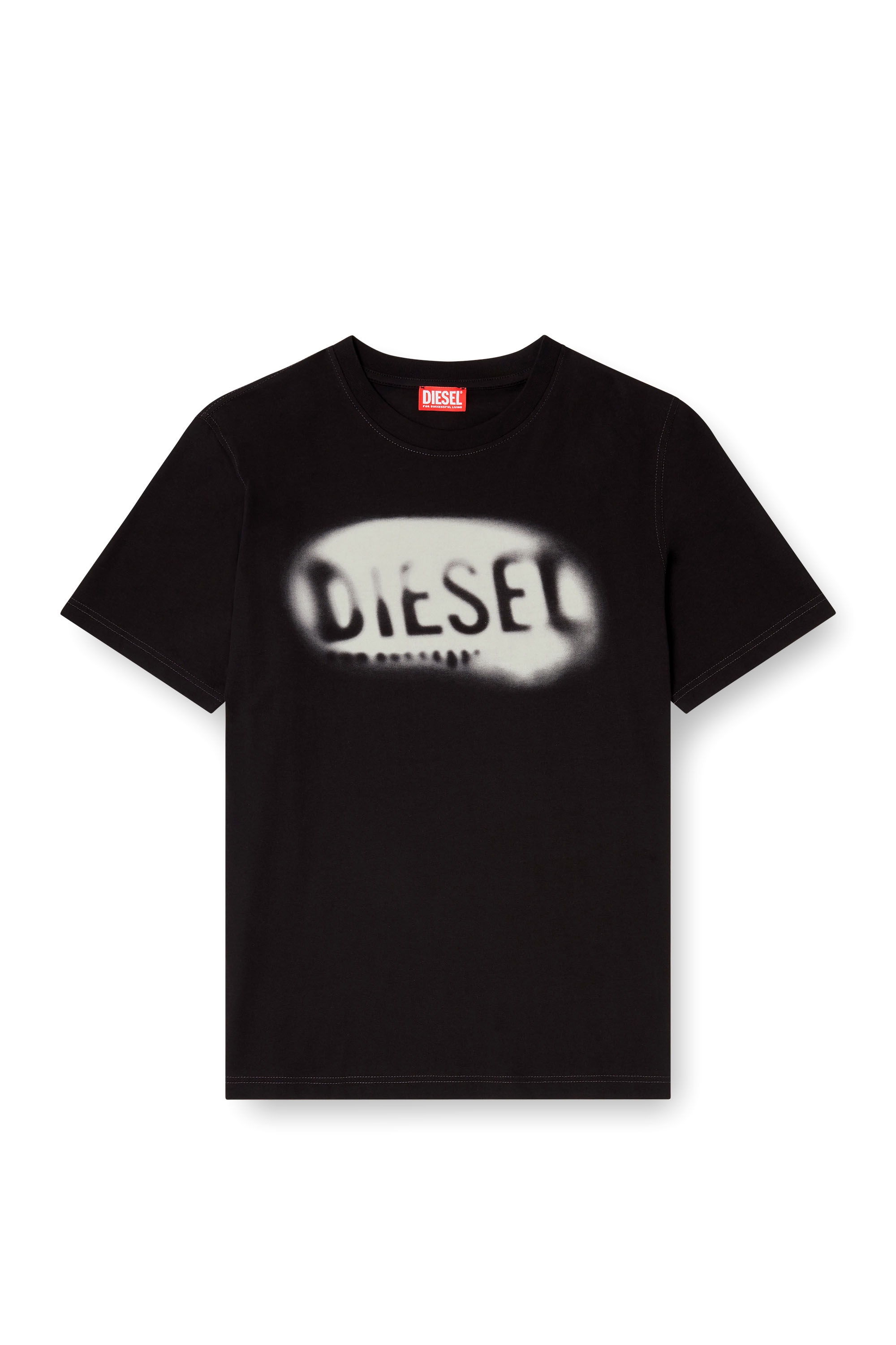 Diesel - T-ADJUST-V2, Herren Leichtes Baumwoll-T-Shirt mit verblasstem Logo in Schwarz - 3
