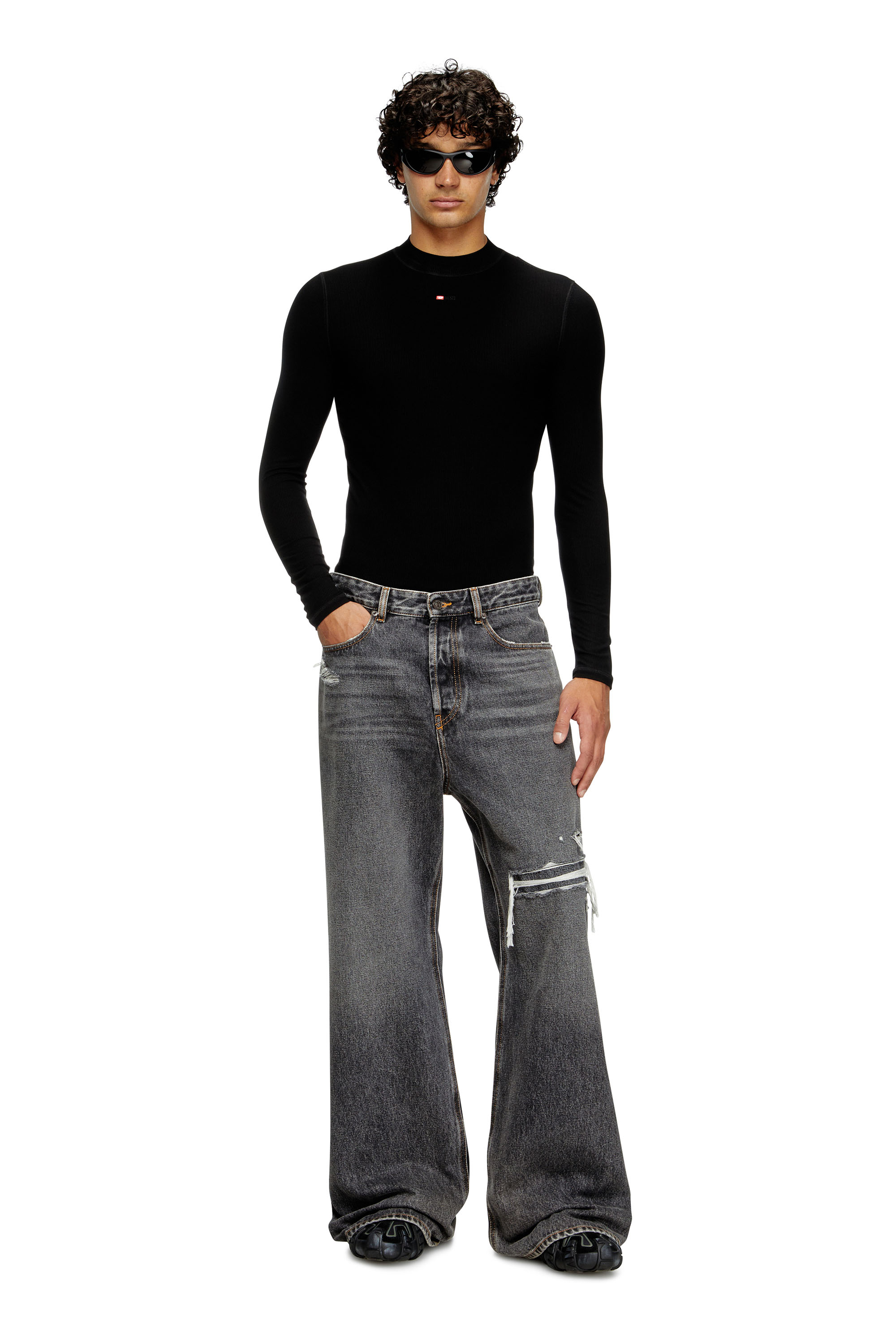 Diesel - Herren Relaxed Jeans D-Rise 007F6, Schwarz/Dunkelgrau - 2