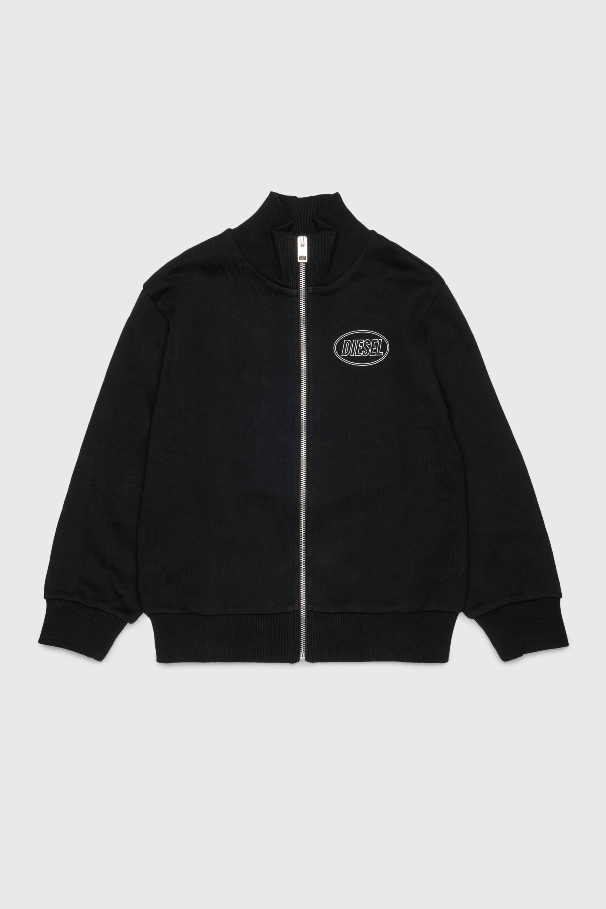 Diesel - SCIRCLEZIP OVER, Herren Baumwoll-Sweatshirt mit Logo-Print in Schwarz - 1