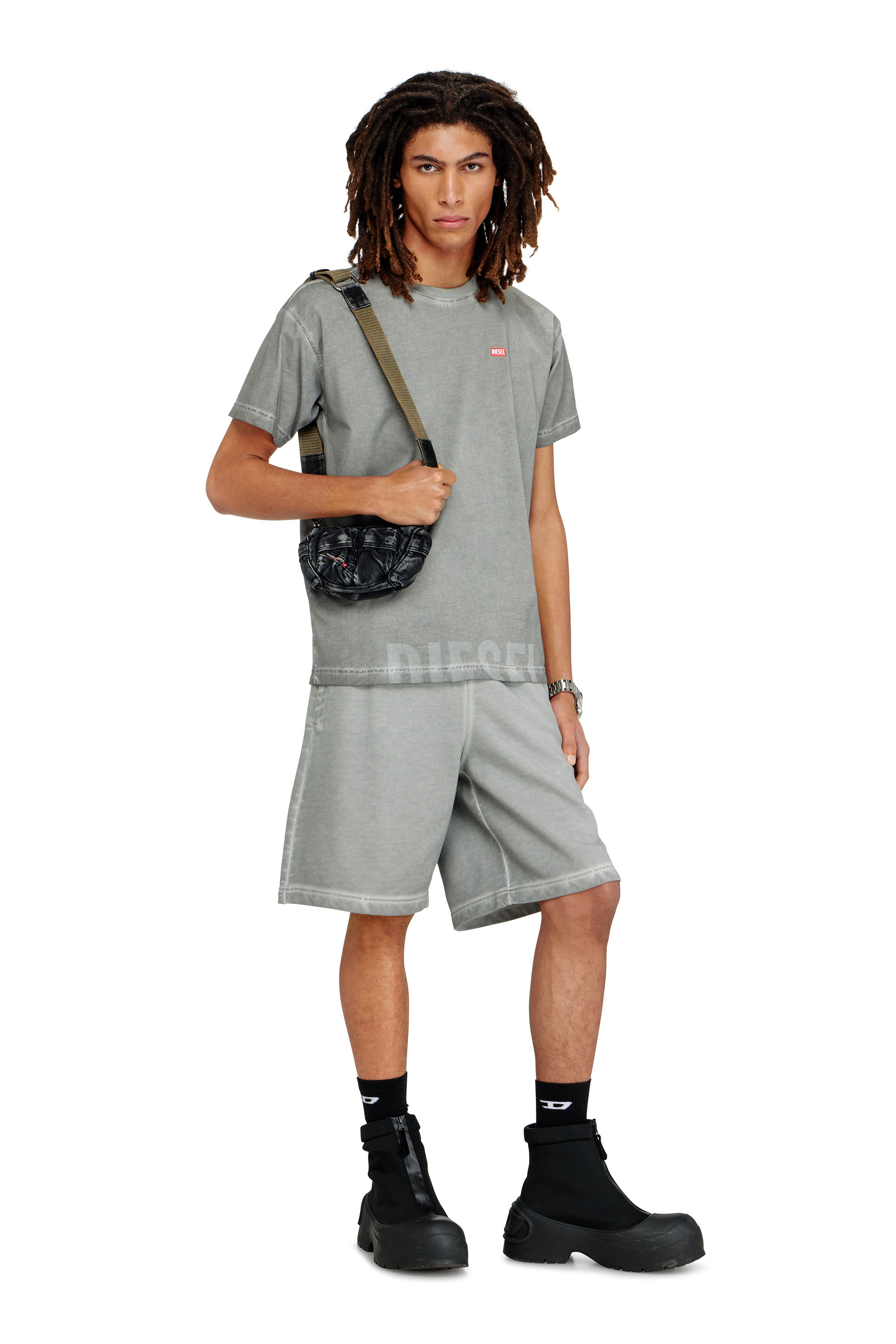 Diesel - MULTI-PKTS CROSSBODY XS X, Unisex Multi-Pkts &ndash; Kleine Tasche aus gewaschenem Denim in Dunkelgrau - 2
