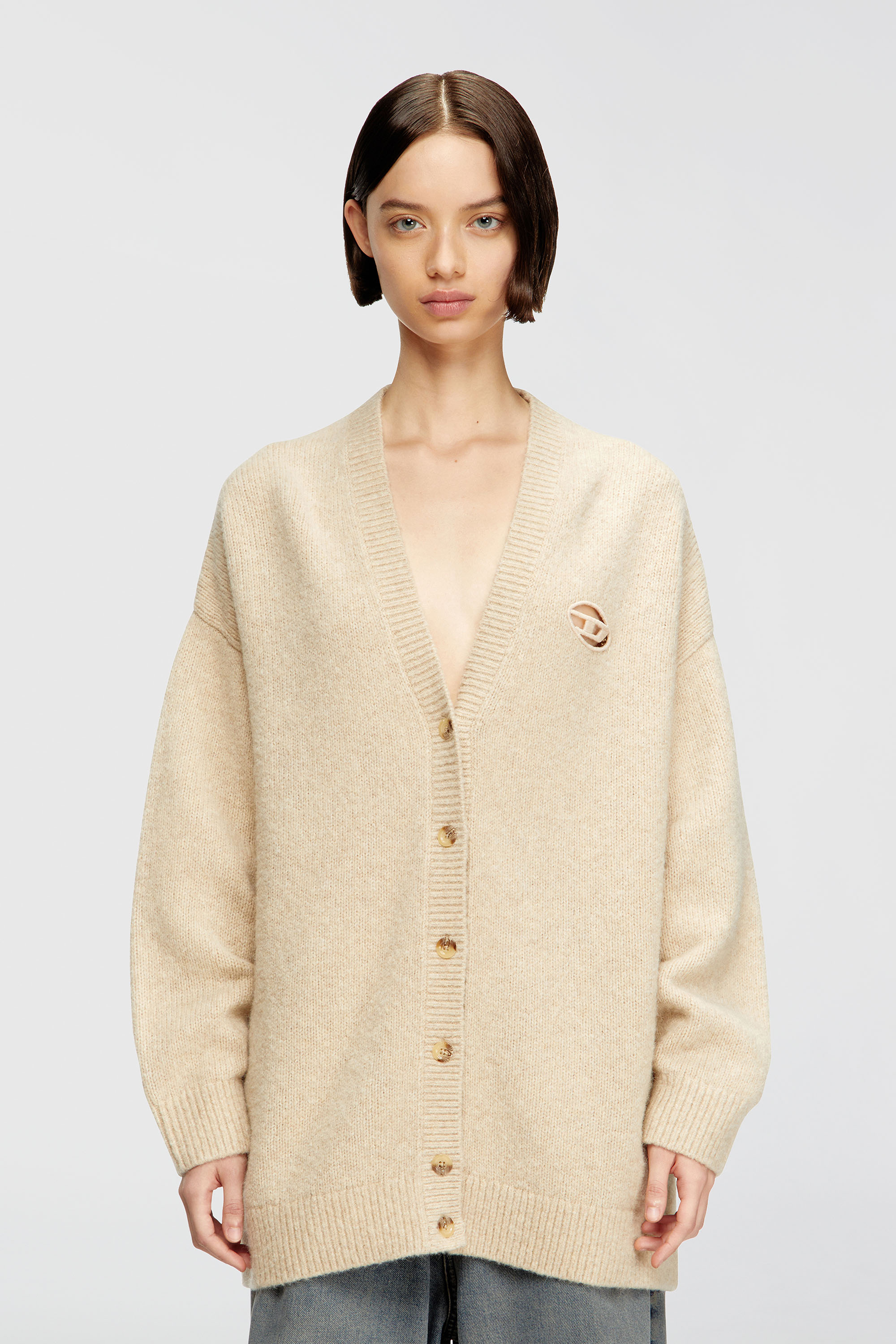 Diesel - M-AREELA, Damen Cardigan aus Woll- und Alpakamischung in Beige - 1