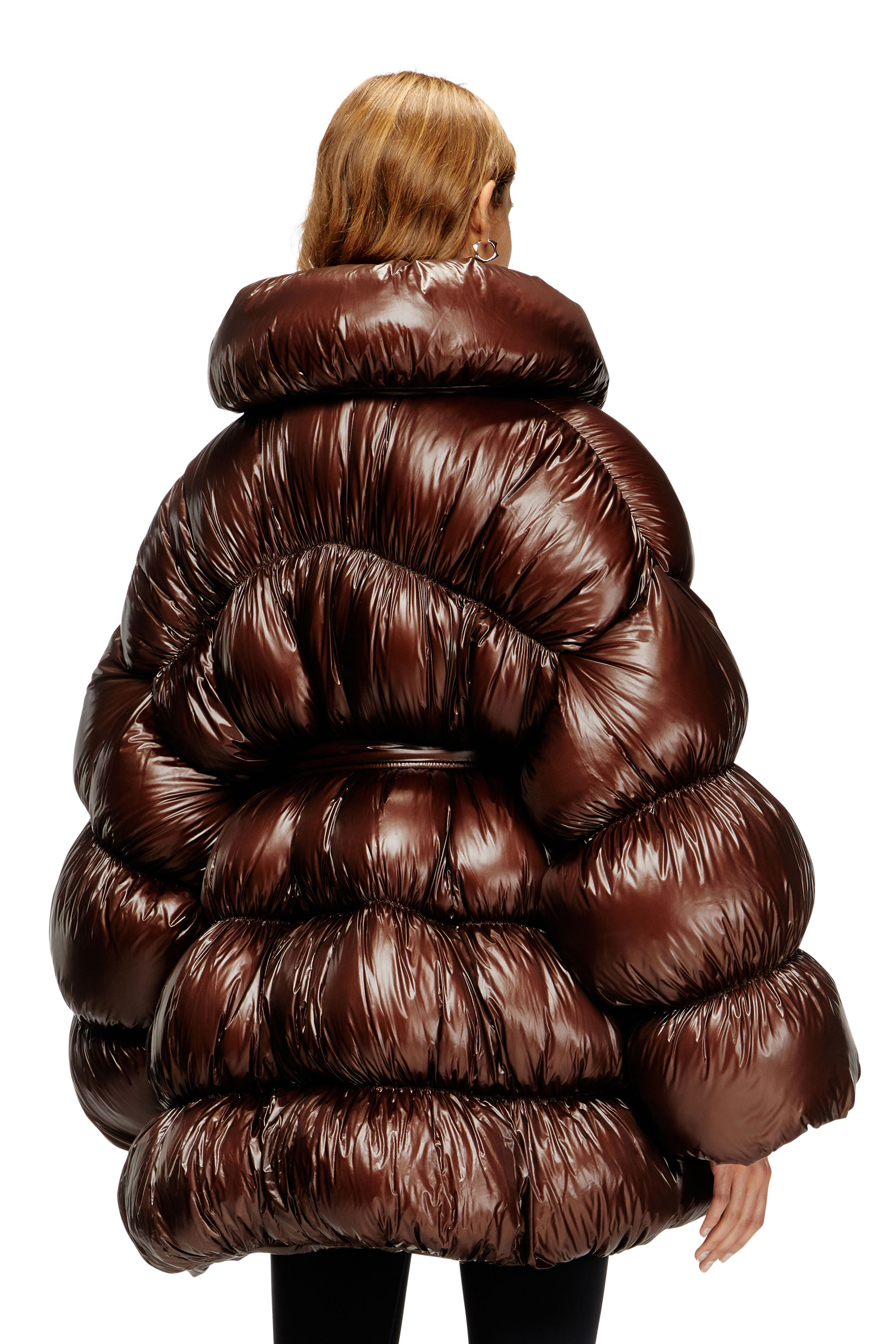 Diesel - W-INONA, Damen Kurzer gesteppter Daunenmantel mit Gürtel in Braun - 4