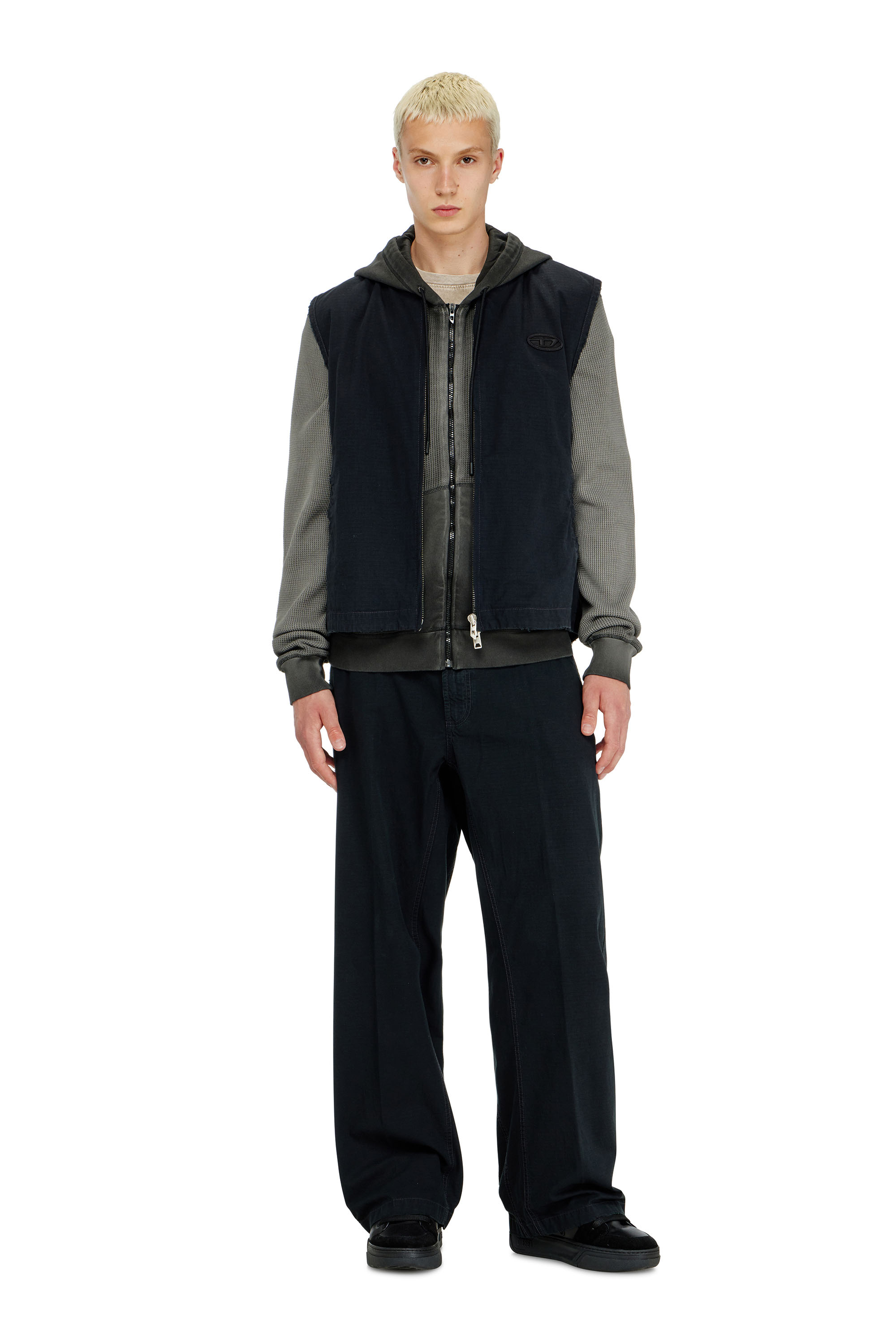 Diesel - J-TYPE-CO-SL, Herren Baumwoll-ripstop-Weste mit Oval D patch in Schwarz - 2