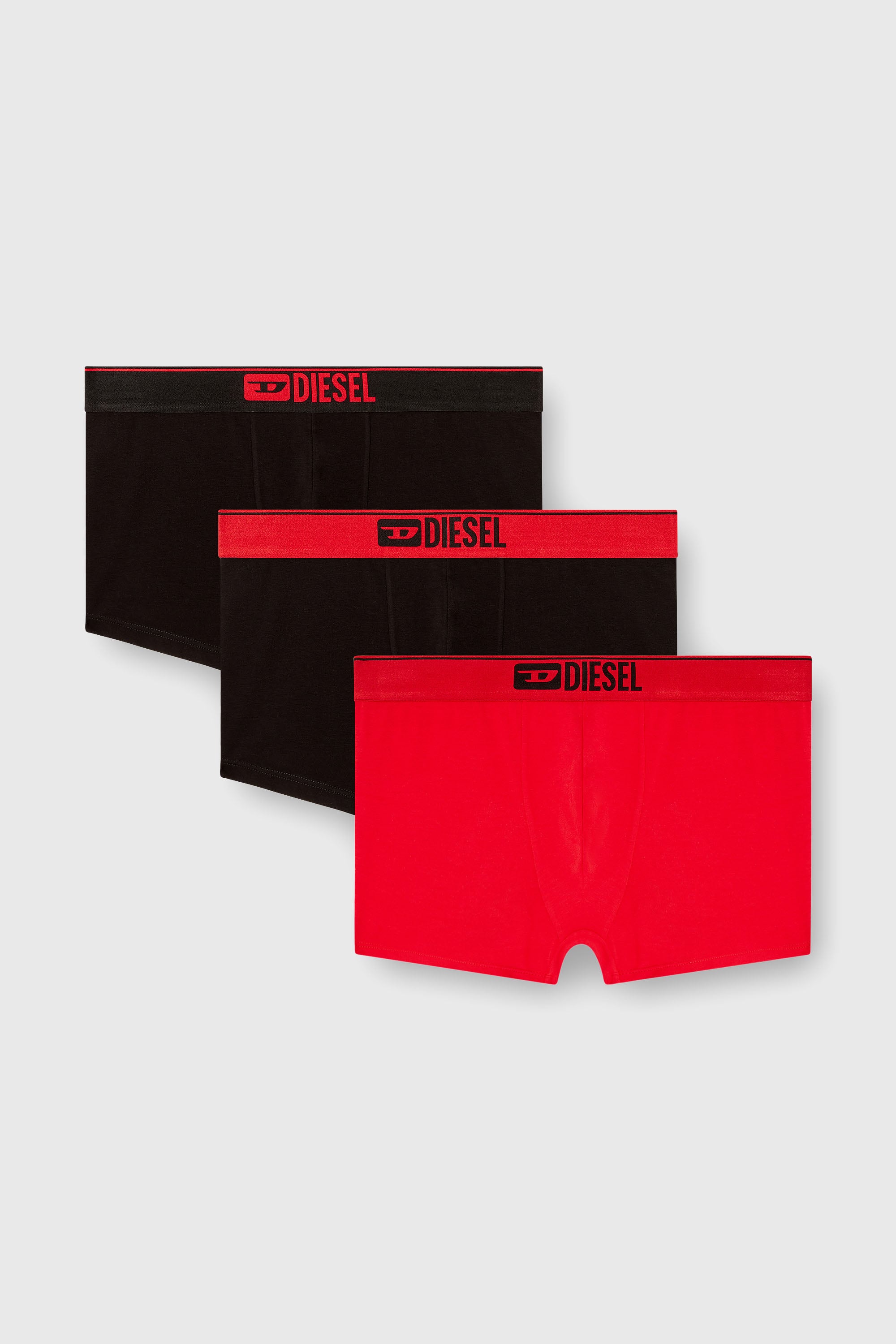 Diesel - UMBX-DAMIENTHREEPACK, Herren Einfarbige Retropants im Dreierpack in Rot/Schwarz - 1