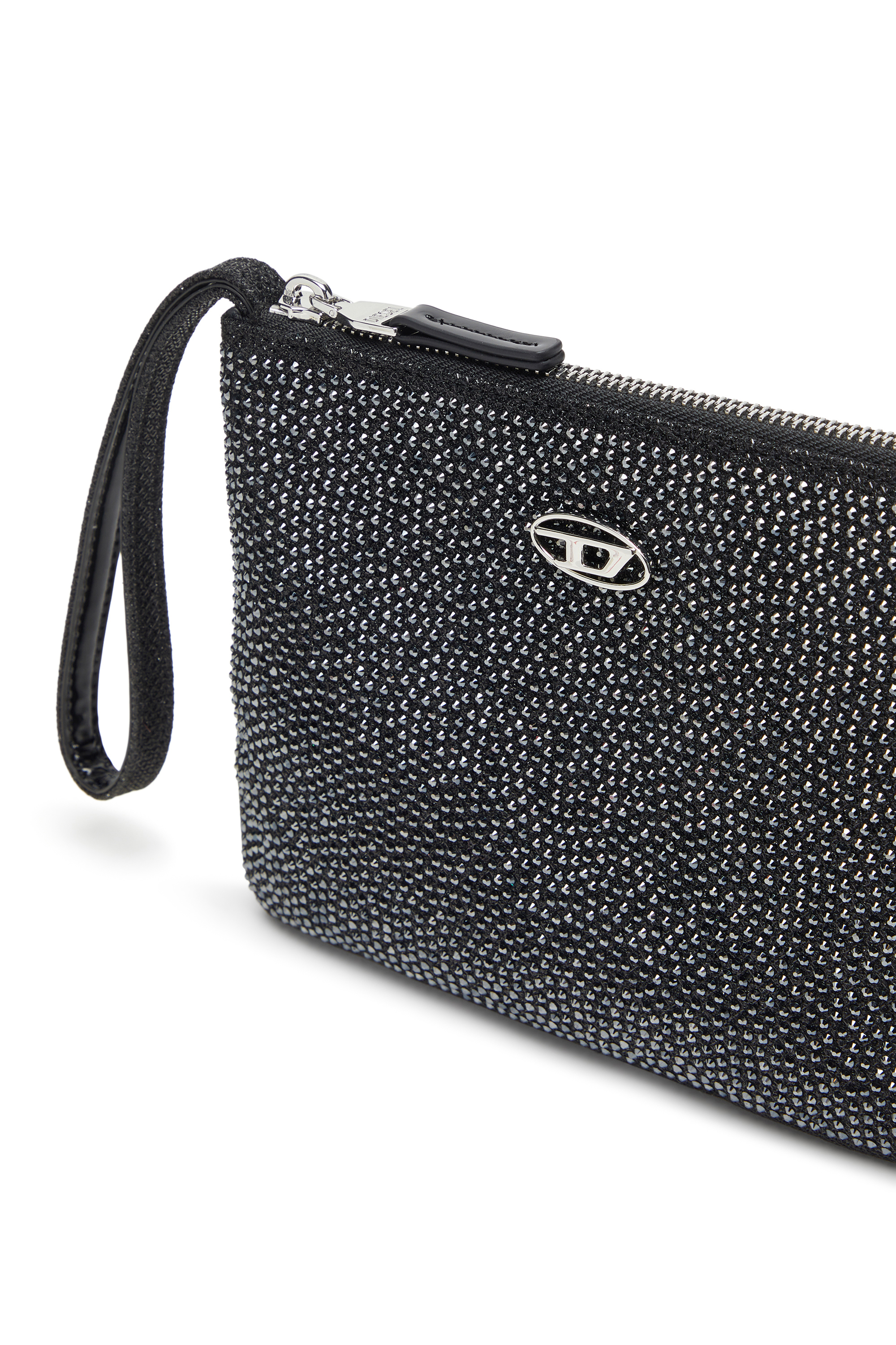 Diesel - PLAY POUCH II, Damen Beutel aus Kristall-Lurexstoff in Schwarz/Grau - 5