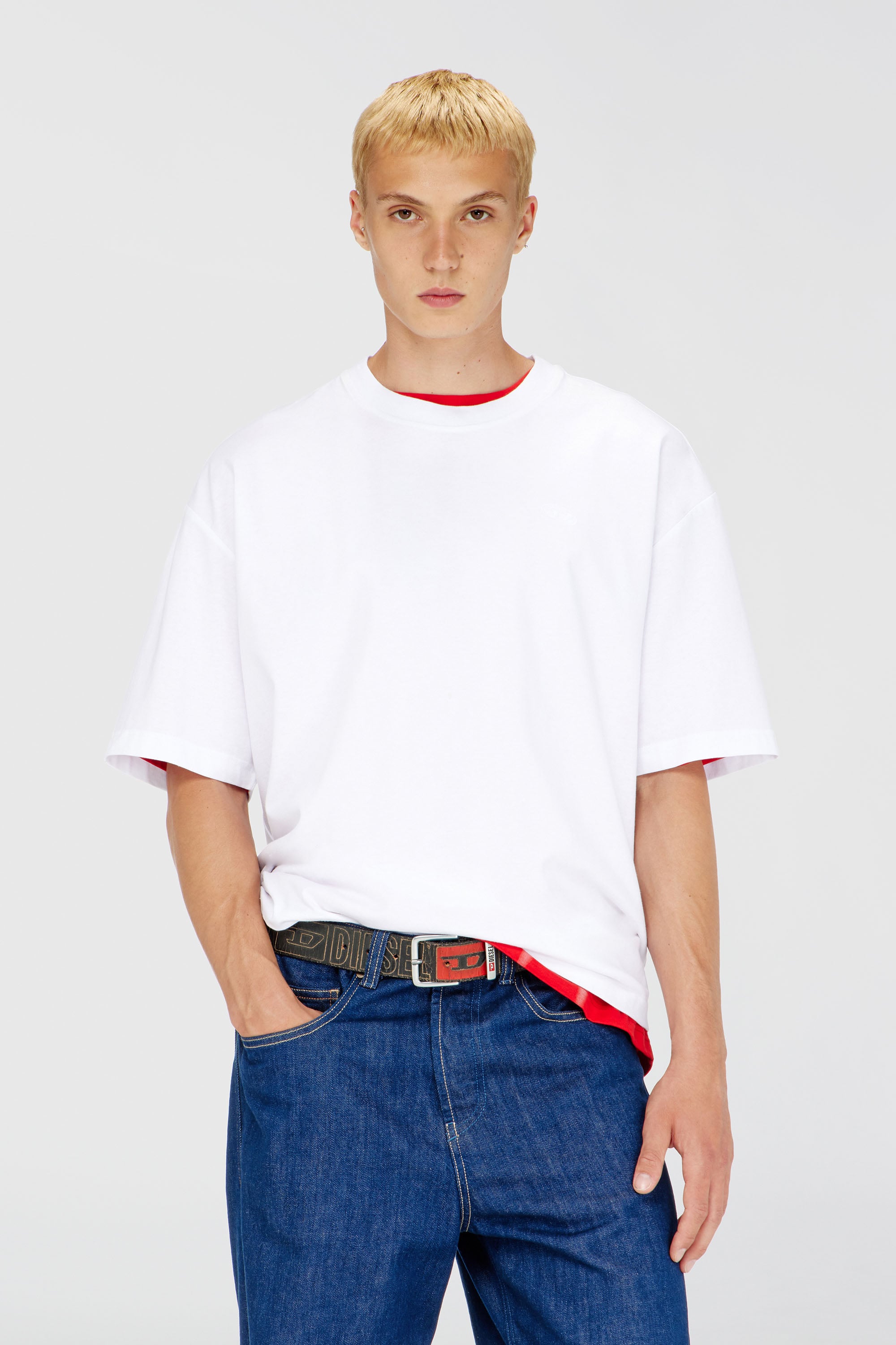 Diesel - T-BOGGY-MEGOVAL-D, Herren T-Shirt mit gro&szlig;er Oval D-Stickerei in Wei&szlig; - 1