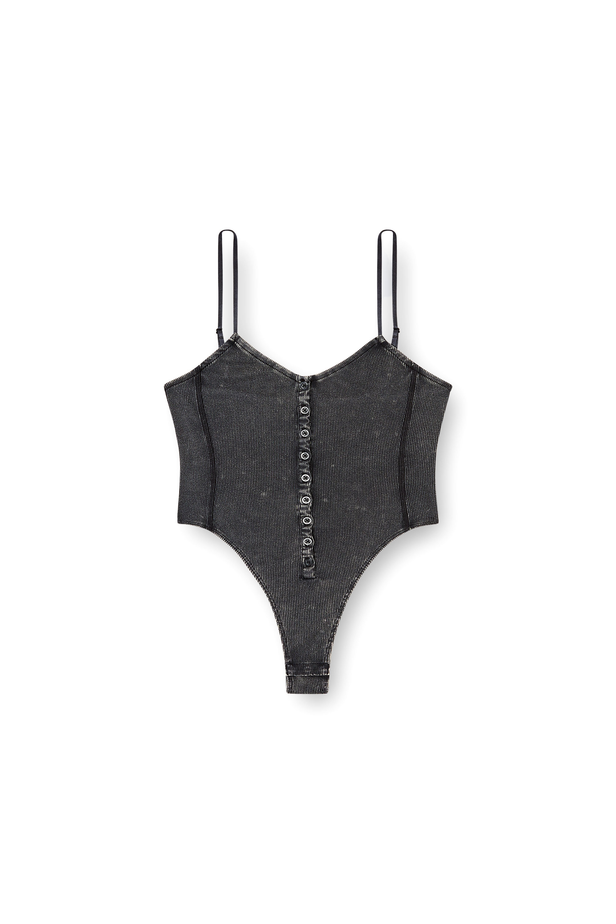Diesel - T-LEY, Damen String-Body aus geripptem Jersey mit Marmoreffekt in Dunkelgrau - 3