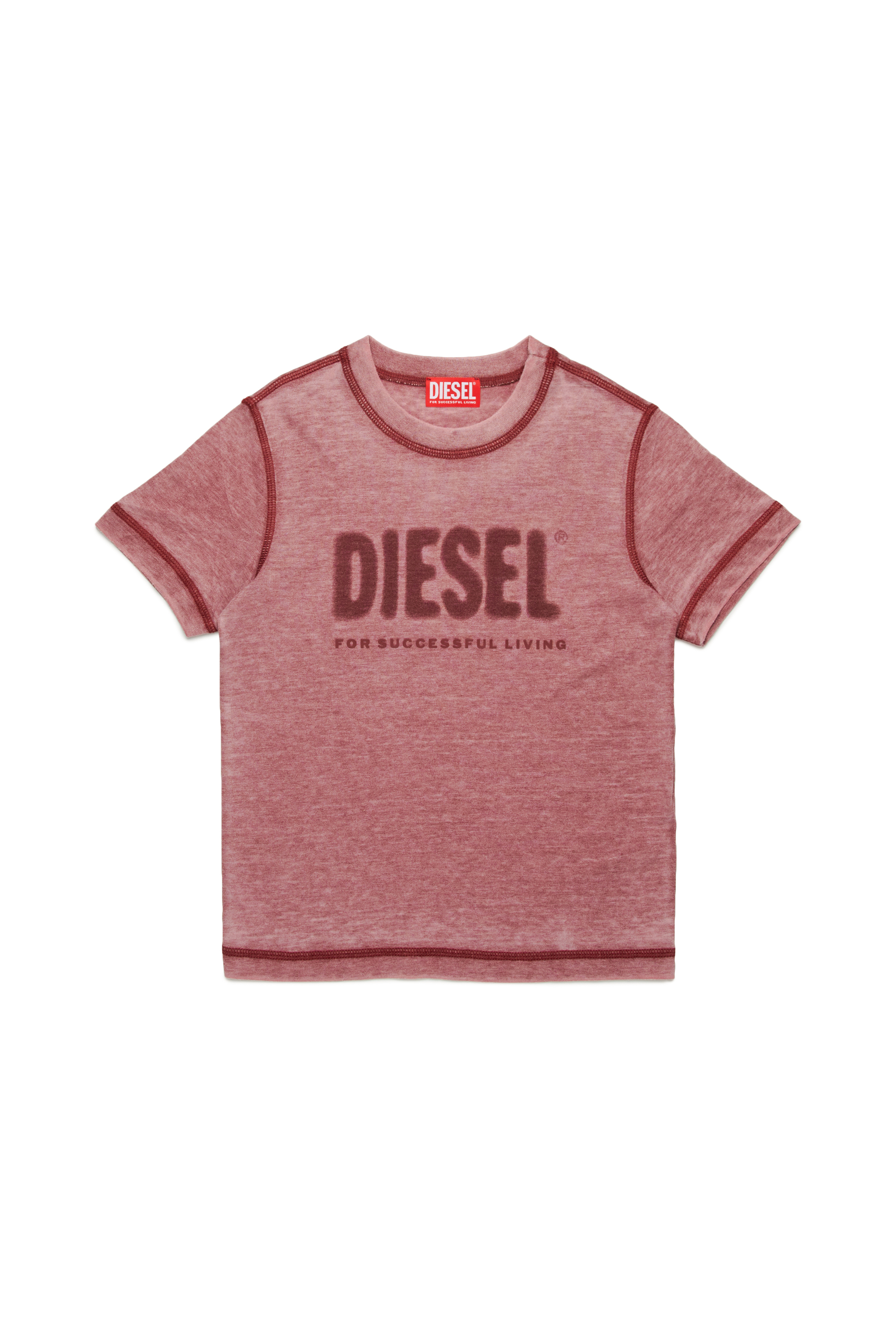Diesel - TDIEGORL1, Herren Burnout-T-Shirt mit Logo in Rot - Image 1