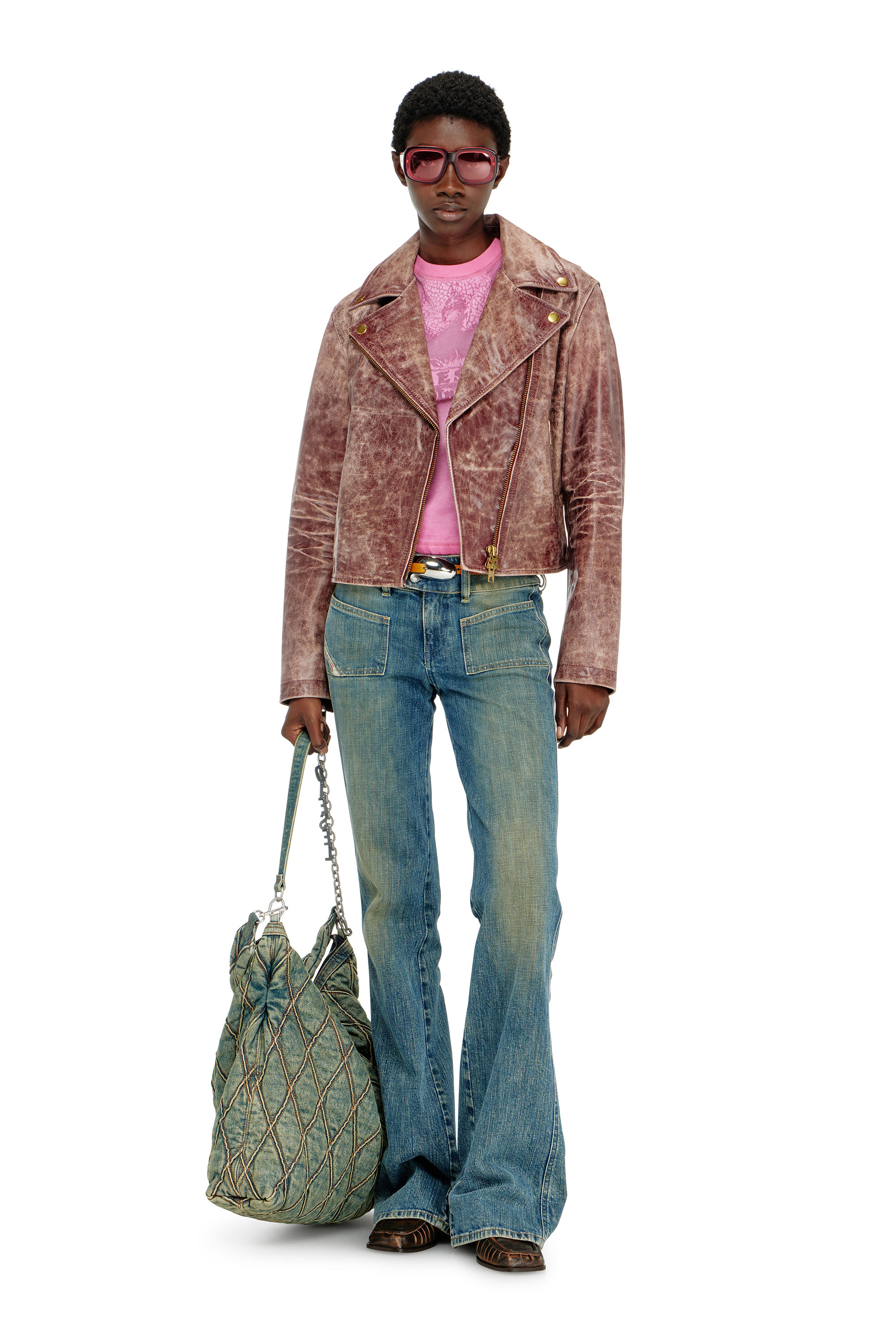 Diesel - T-ILA-AA7, Damen Slim T-shirt mit d&eacute;vor&eacute; Phoenix in Fuchsie - 2