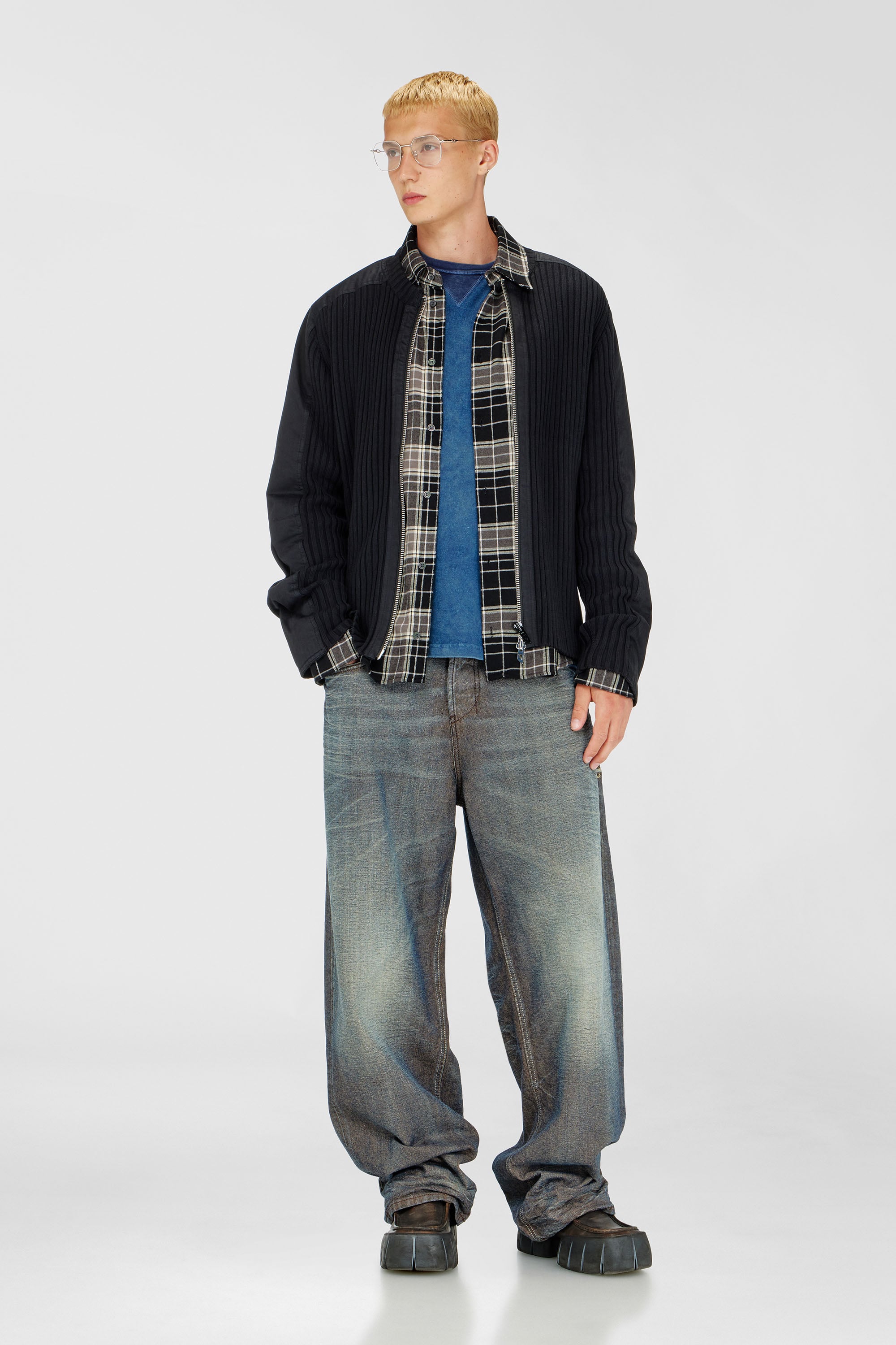 Diesel - K-MATTY, Herren Rei&szlig;verschluss-Cardigan mit Utility-Eins&auml;tzen in Schwarz - 1