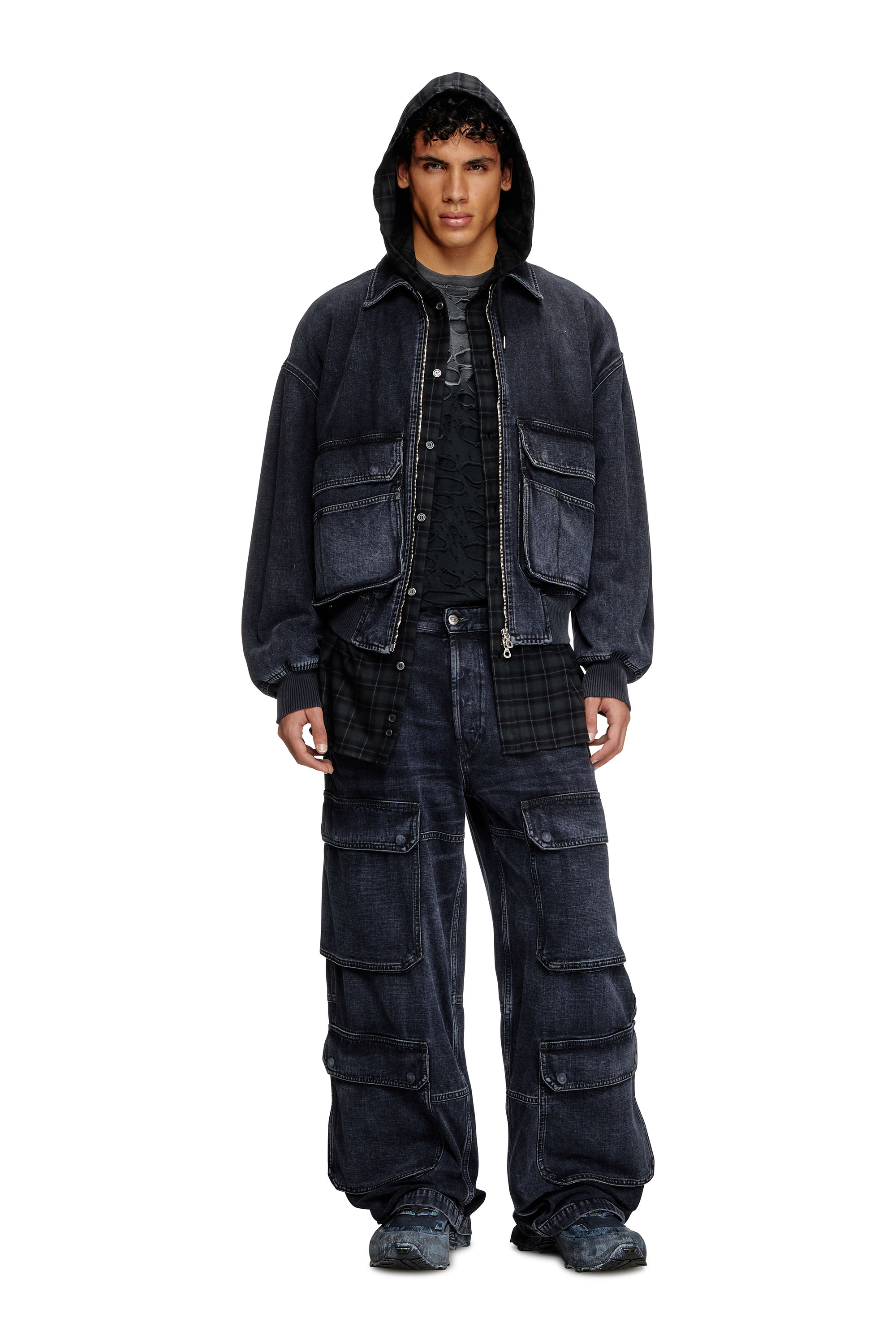 Diesel - D-KURZ, Unisex Jacke aus Denim in Köperbindung in Schwarz - 1