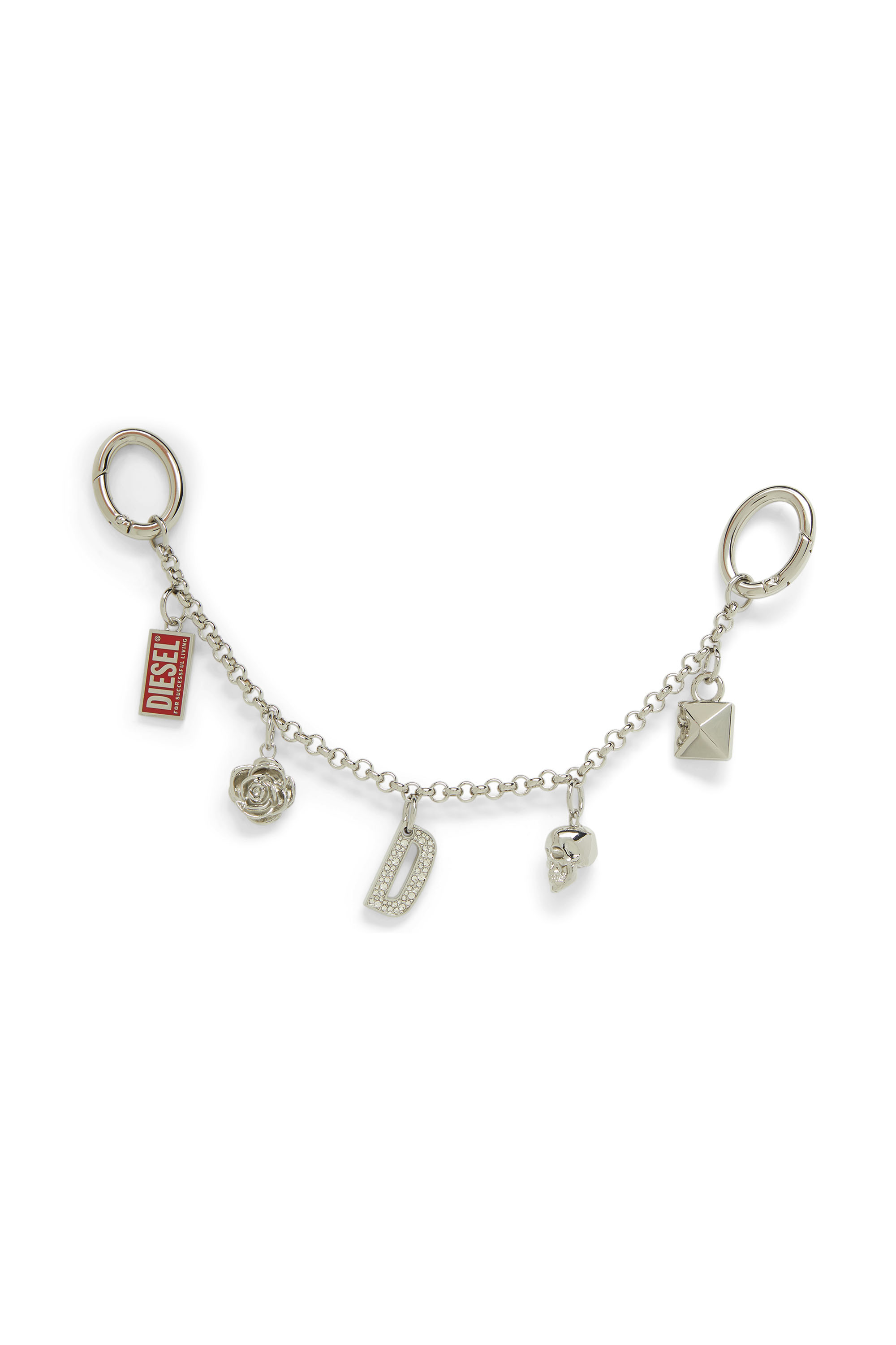 Diesel - CHAIN-D II S, Damen Metallkette mit ikonischen Anh&auml;ngern in Silber - 1