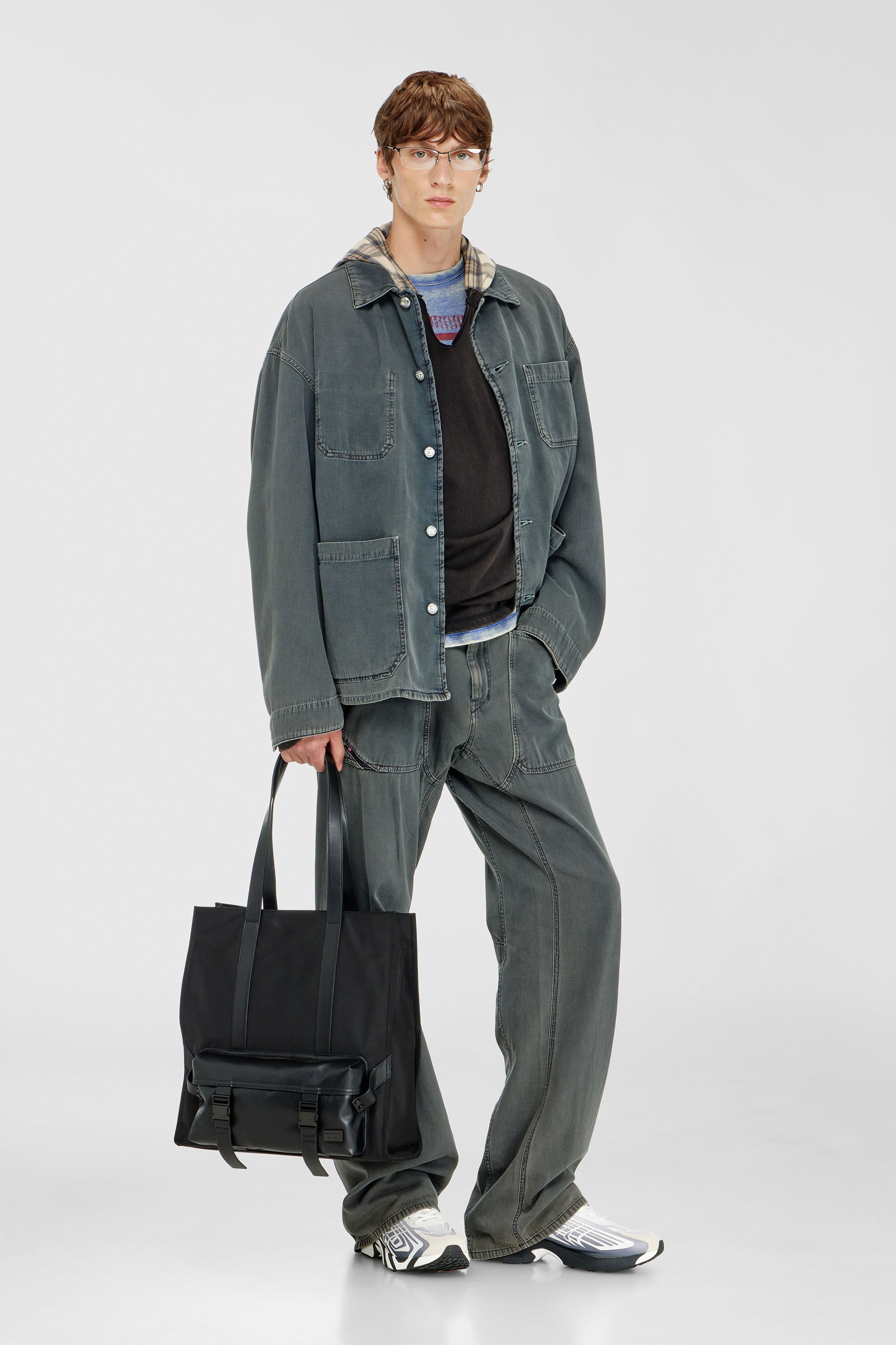 Diesel - D-STACK-U, Unisex Utility-Jacke aus farbigem denim in Grau - 1