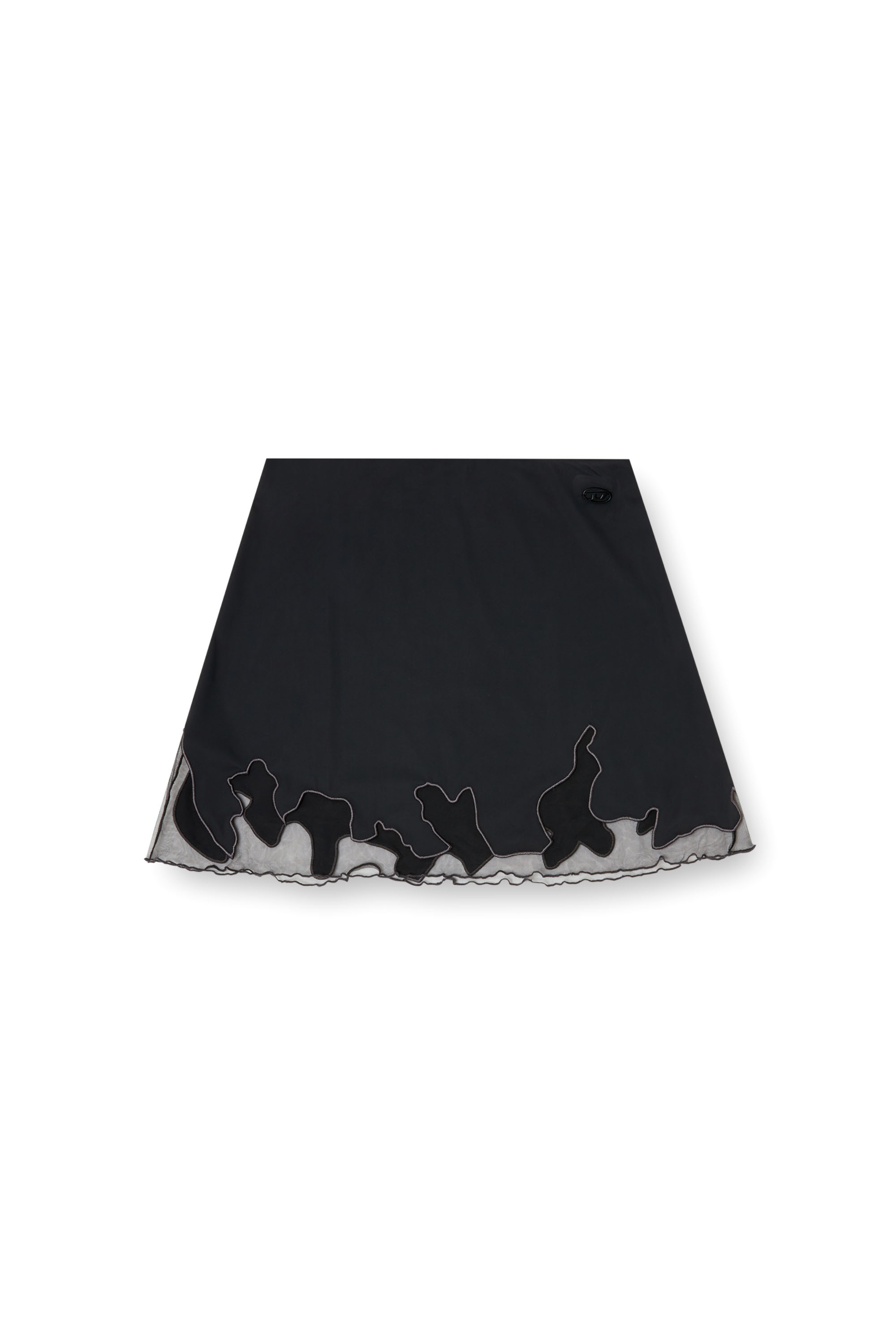 Diesel - O-LANE-R1, Damen Minirock aus Nylon mit Einsatz aus Tüll in Schwarz - 3