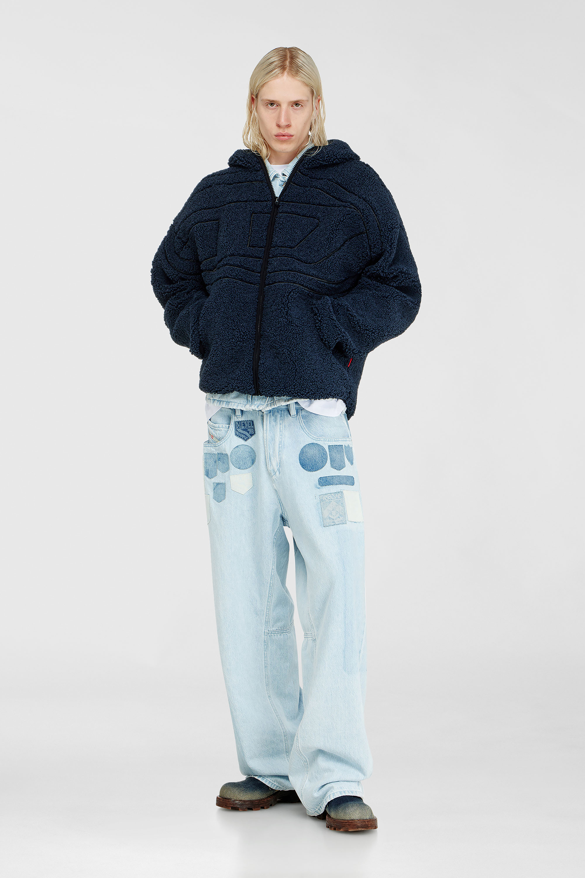 Diesel - S-ZAT, Herren Teddy-Kapuzenpullover in Dunkelblau - 2